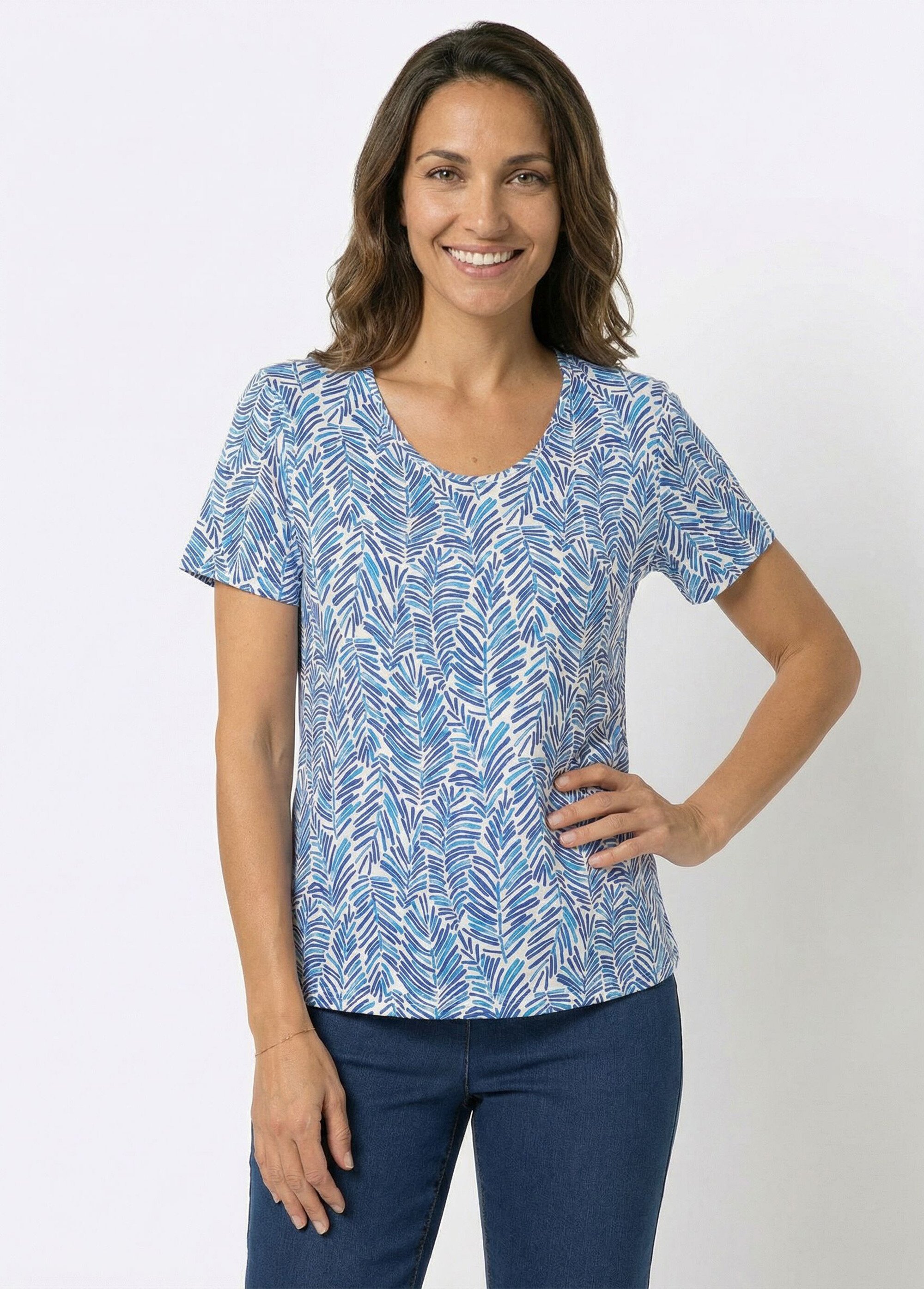T-shirt manches courtes imprimé graphique Femme Bleu COYA FA1