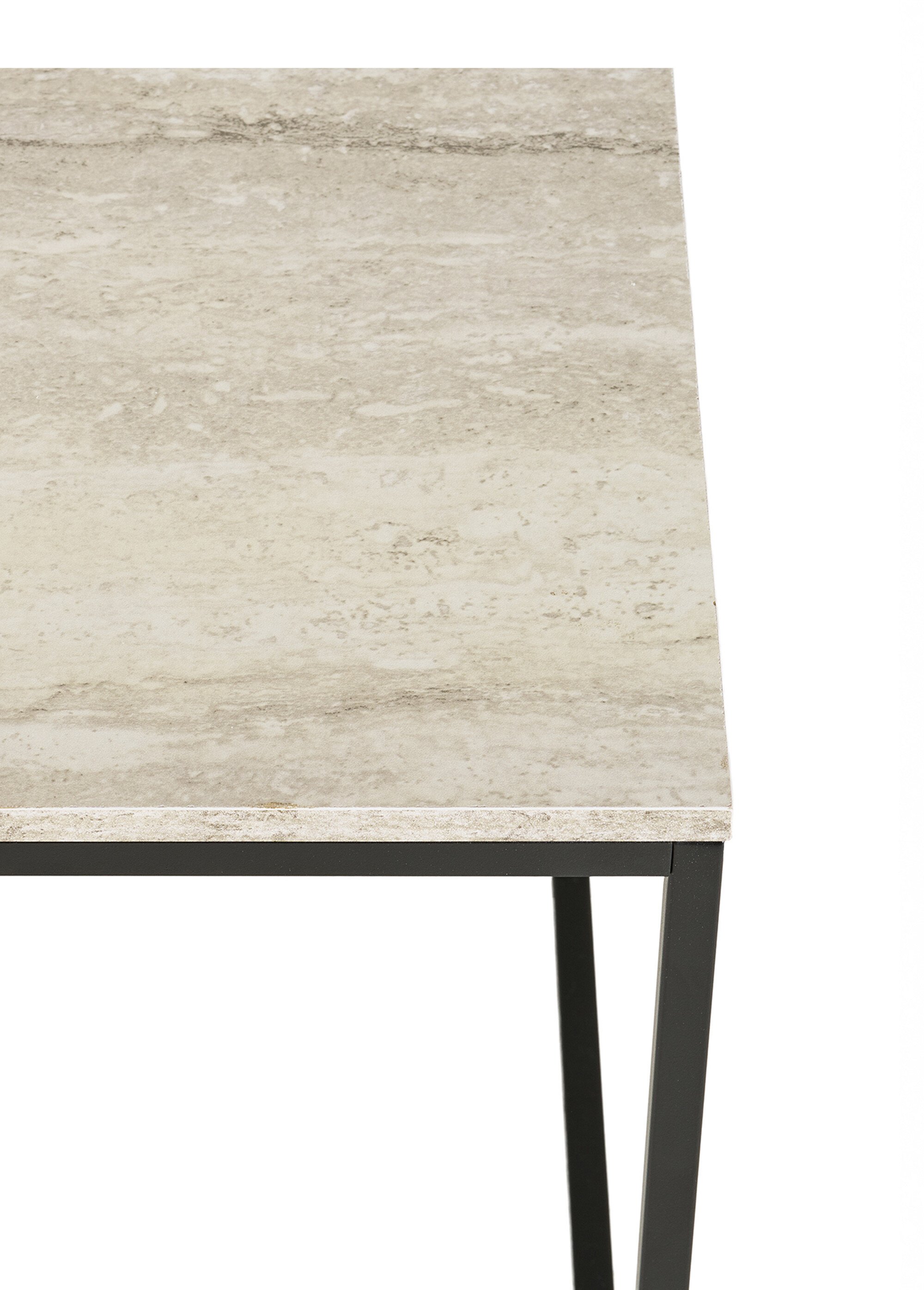 Table basse travertin, structure acier NOIR HN-2101501 DE2