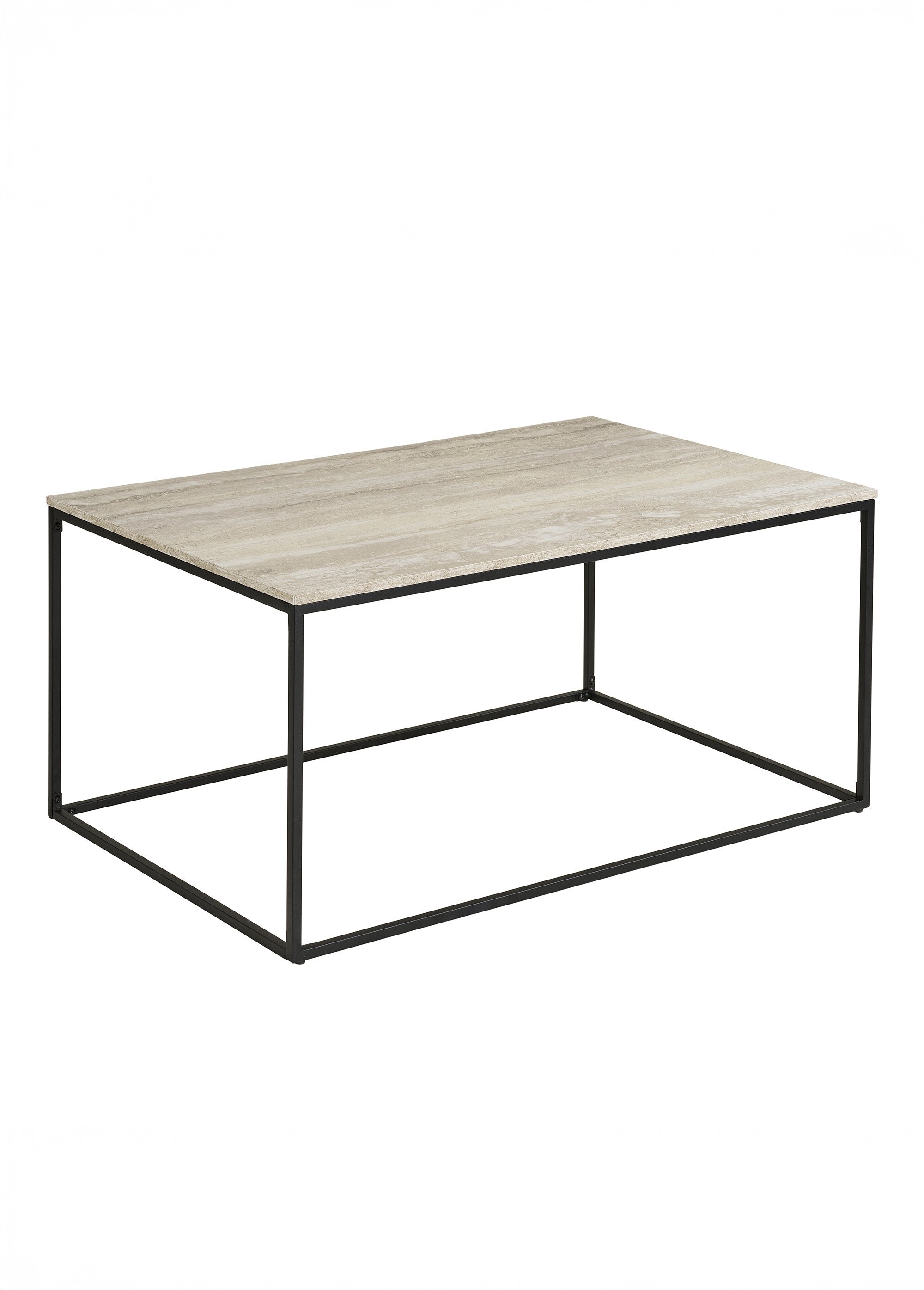 Table basse travertin, structure acier NOIR HN-2101501 FA1
