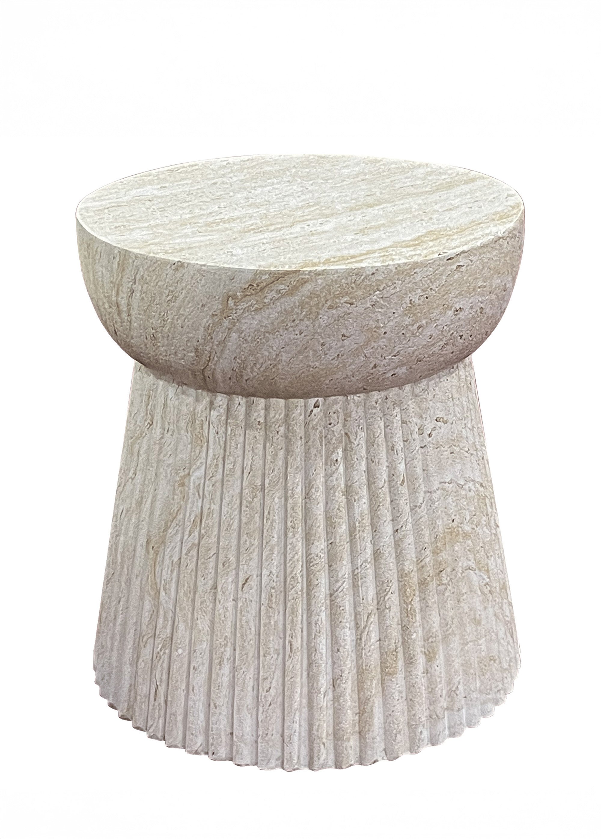 Table d'appoint aspect naturel rainuré BEIGE HN-7521006 FA1