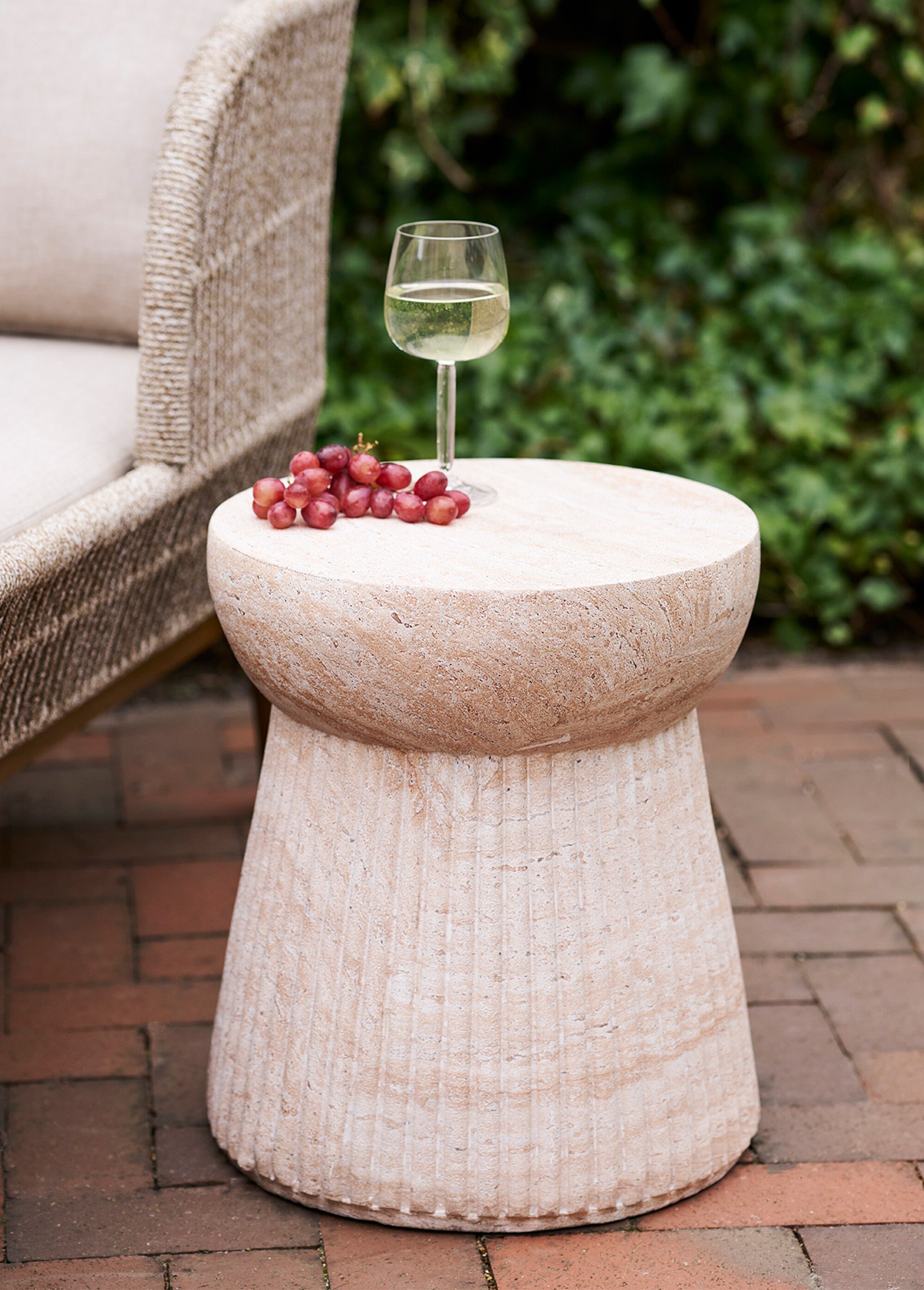 Table d'appoint aspect naturel rainuré BEIGE HN-7521006 SI1