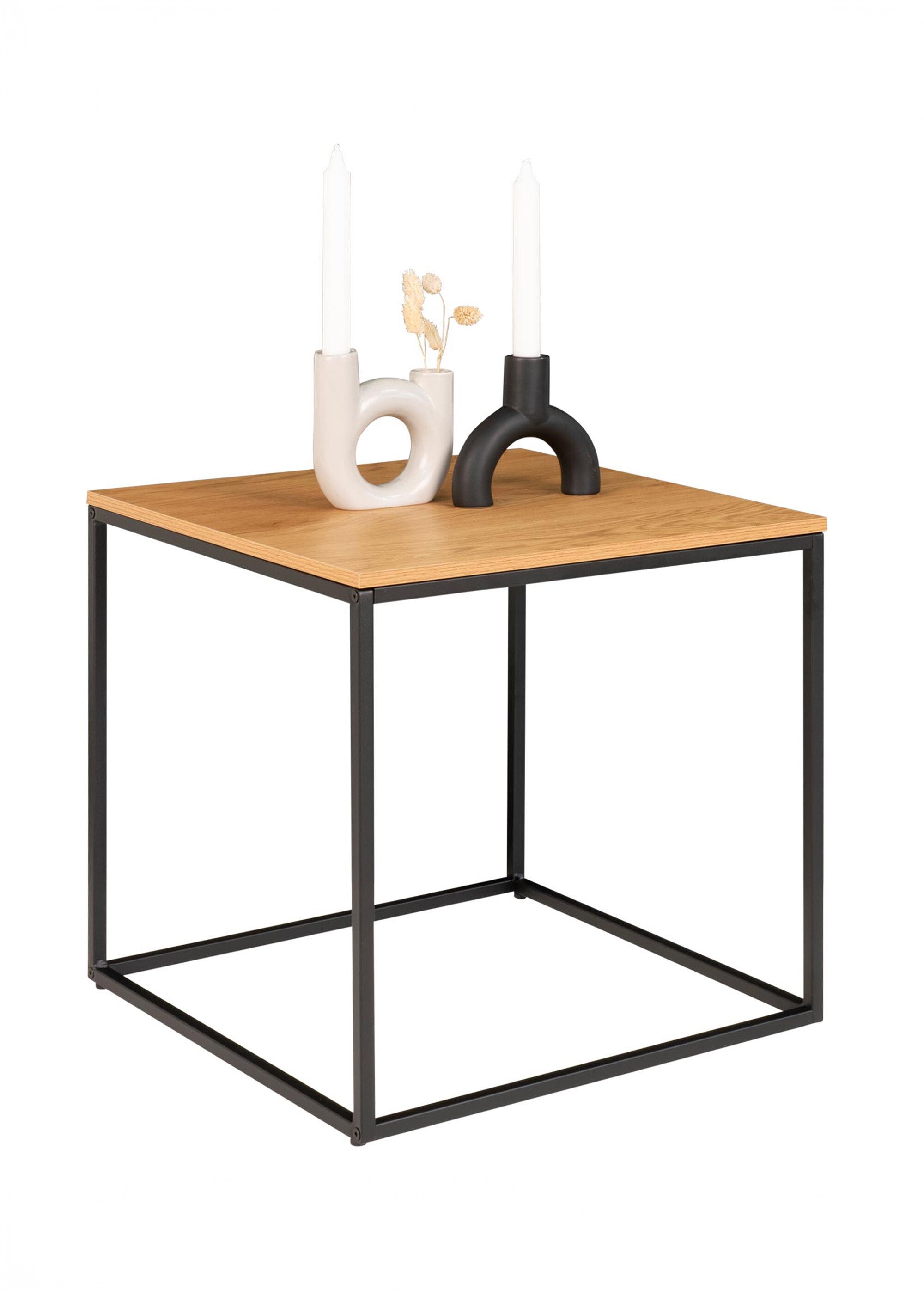 Table d'appoint chêne, structure acier BEIGE HN-2101405 DE2