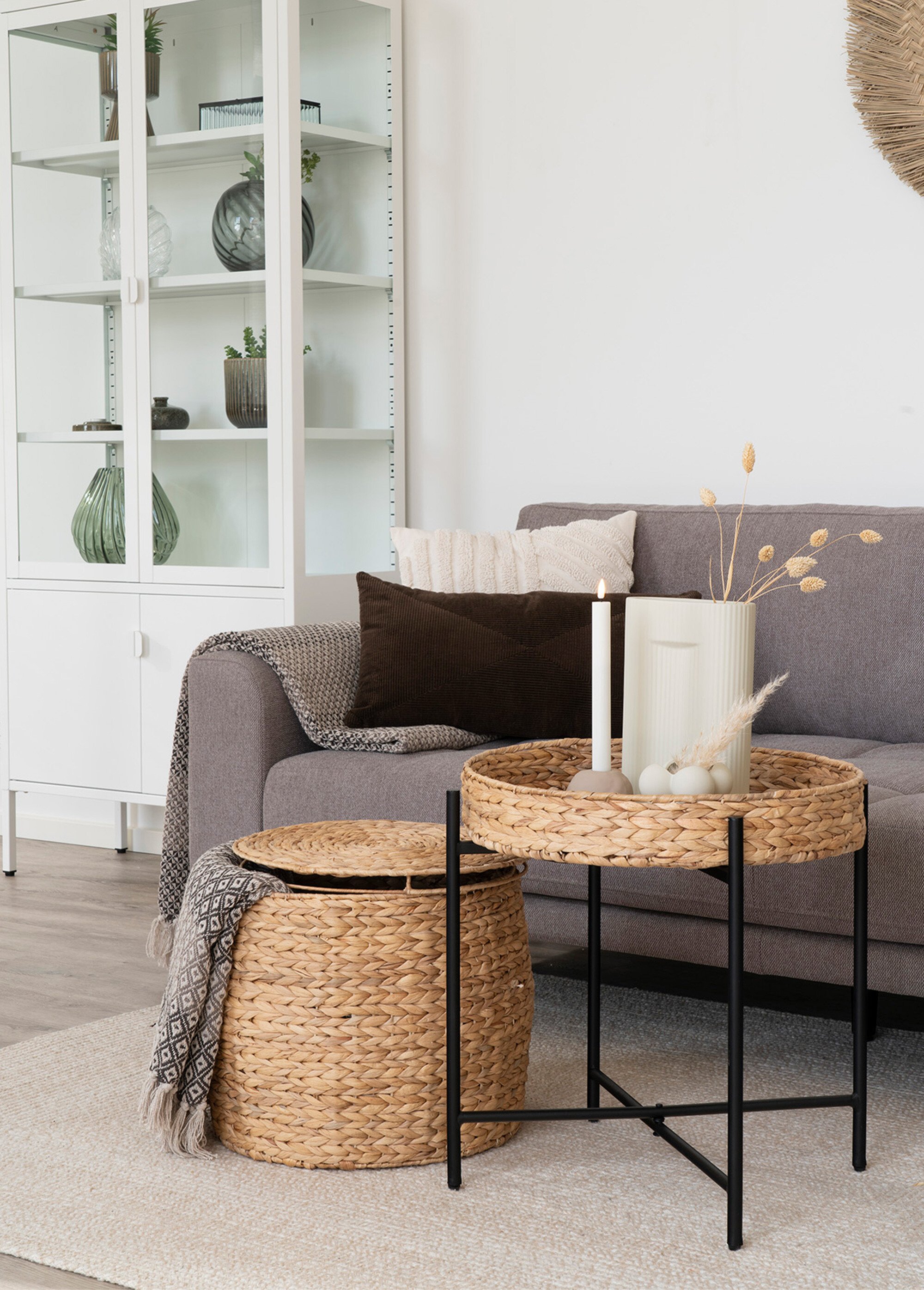 Table d'appoint naturelle avec rangement BEIGE HN-2105006 SI1