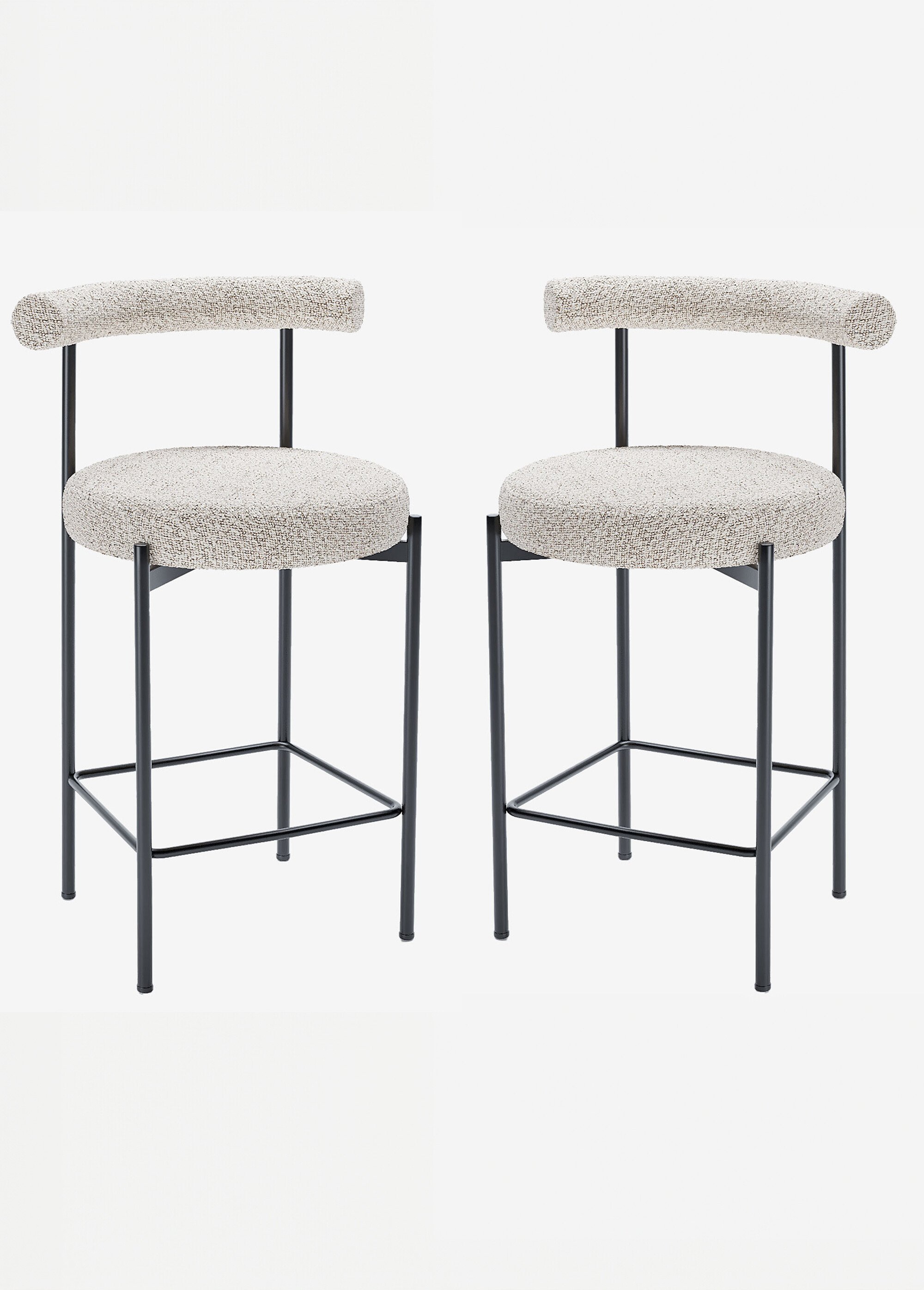 Tabourets de bar, en textile et métal GRIS POT-CHARLOTTE FA1