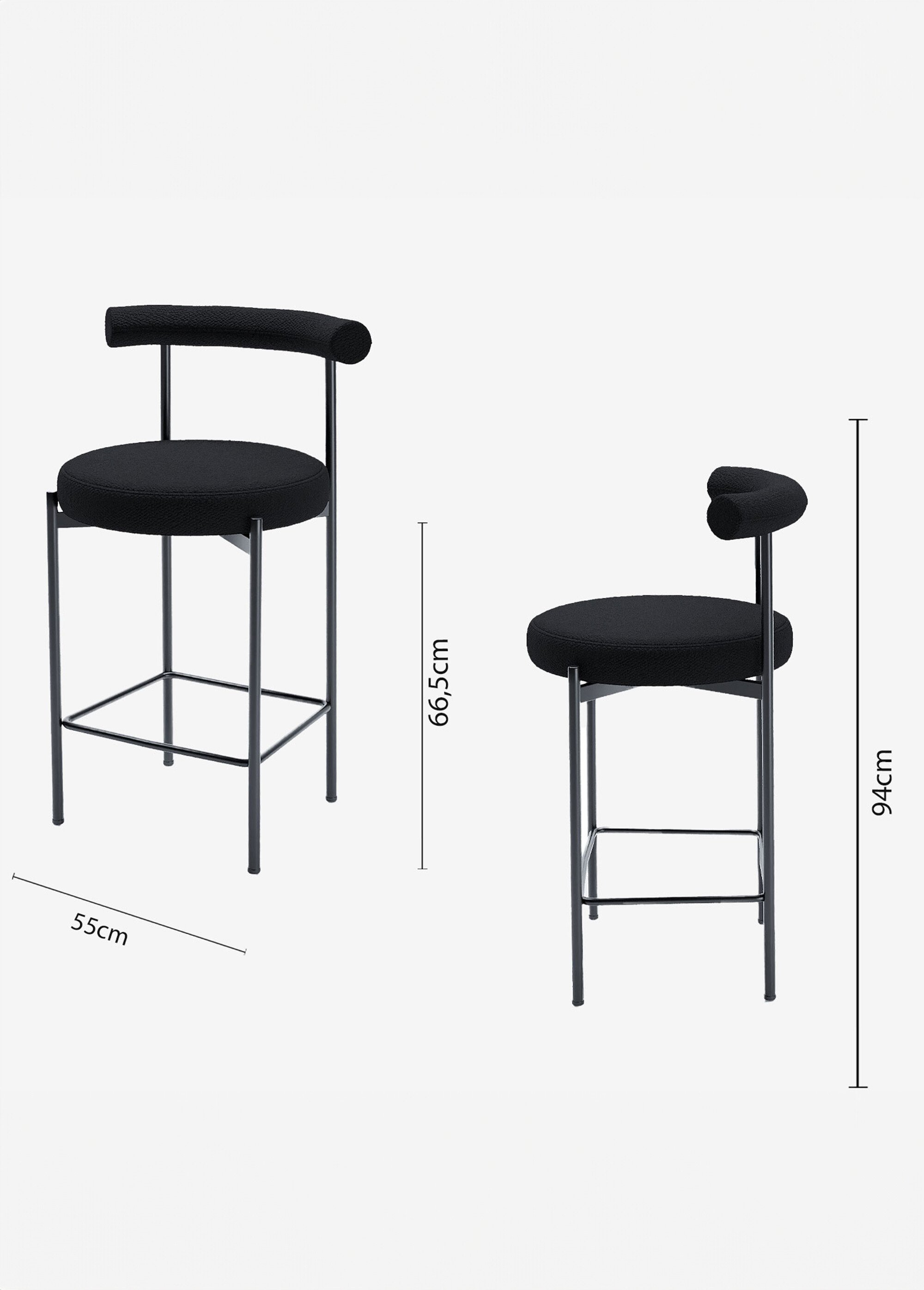 Tabourets de bar, en textile et métal GRIS POT-CHARLOTTE DE2
