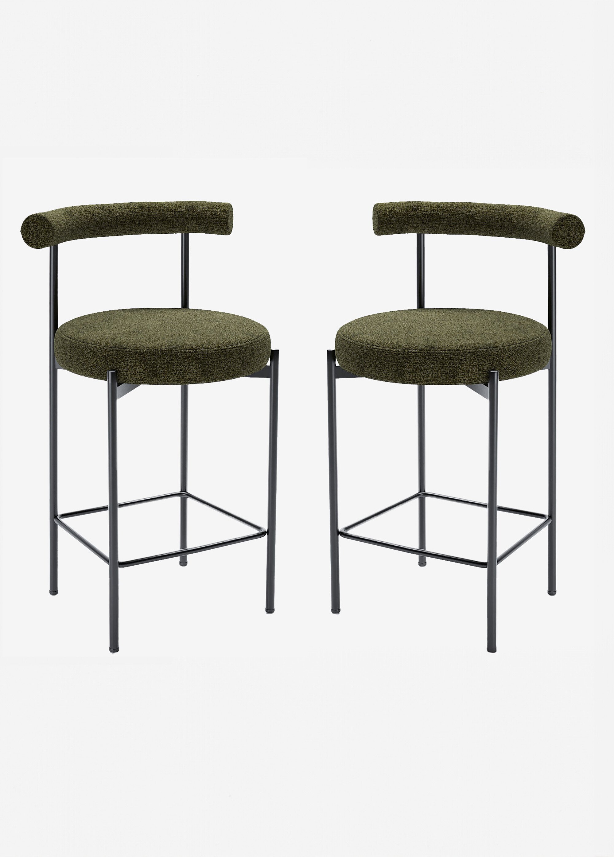 Tabourets de bar, en textile et métal VERT POT-CHARLOTTE FA1