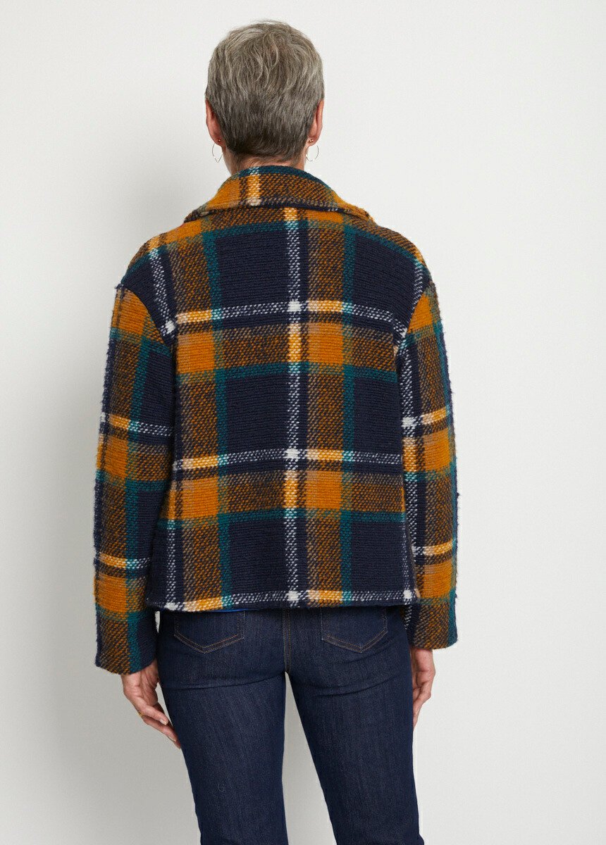 Veste manteau col tailleur tissu carreaux