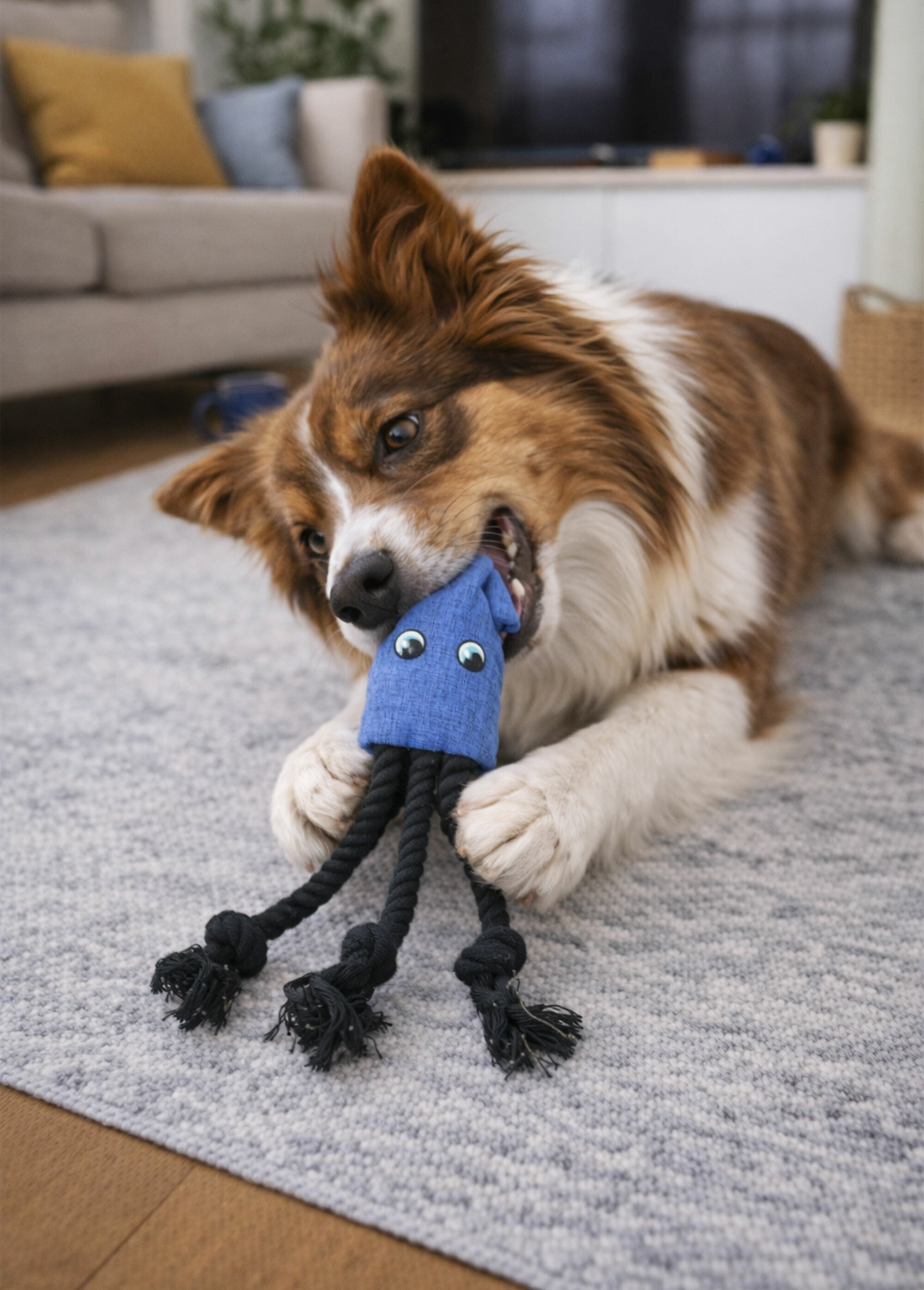 Doudou pour animal en forme de calamar BLEU RIG-00006276EL SI1