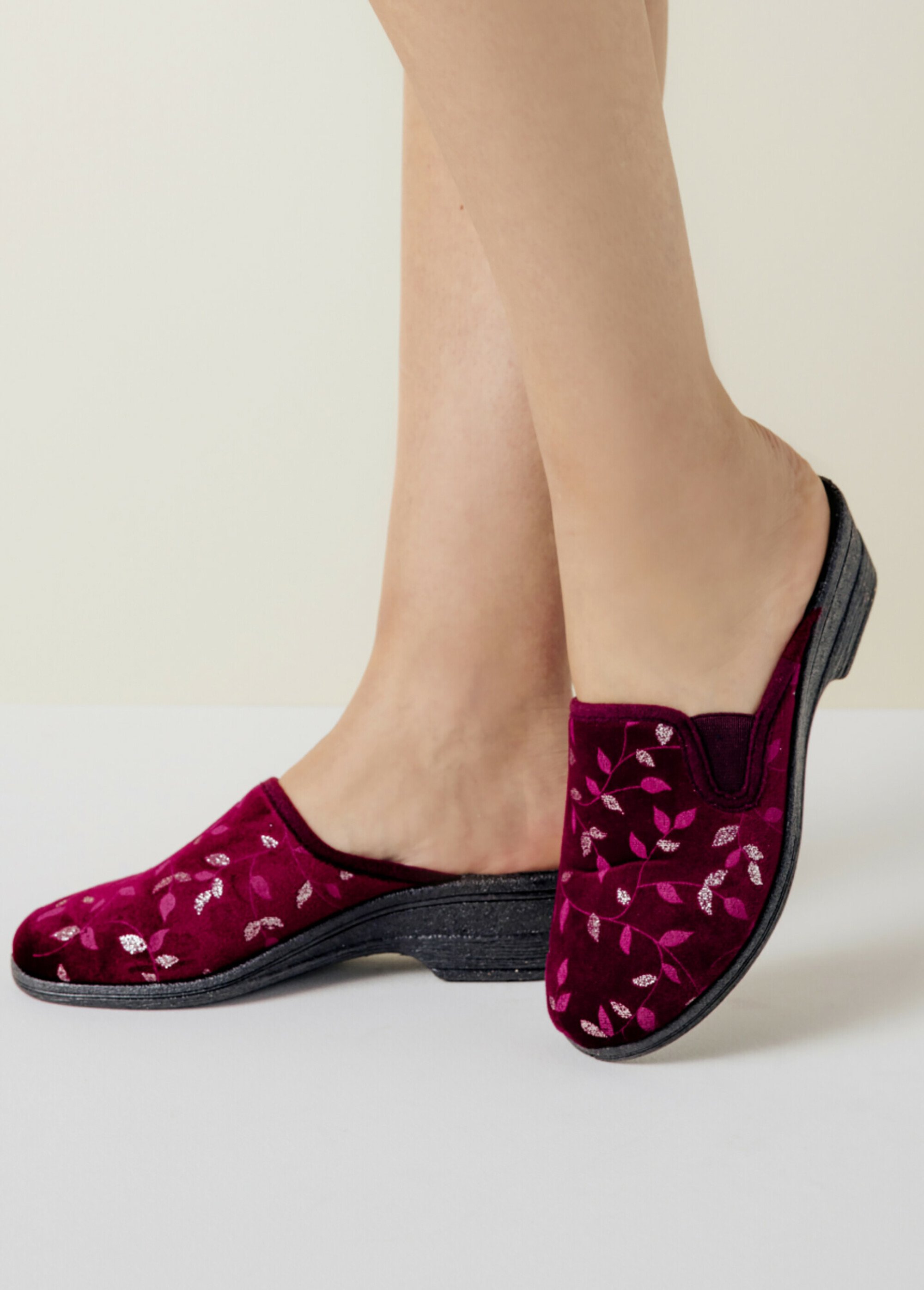 Chaussons mules compensés largeur confort Femme Rouge ORVIDE SF1