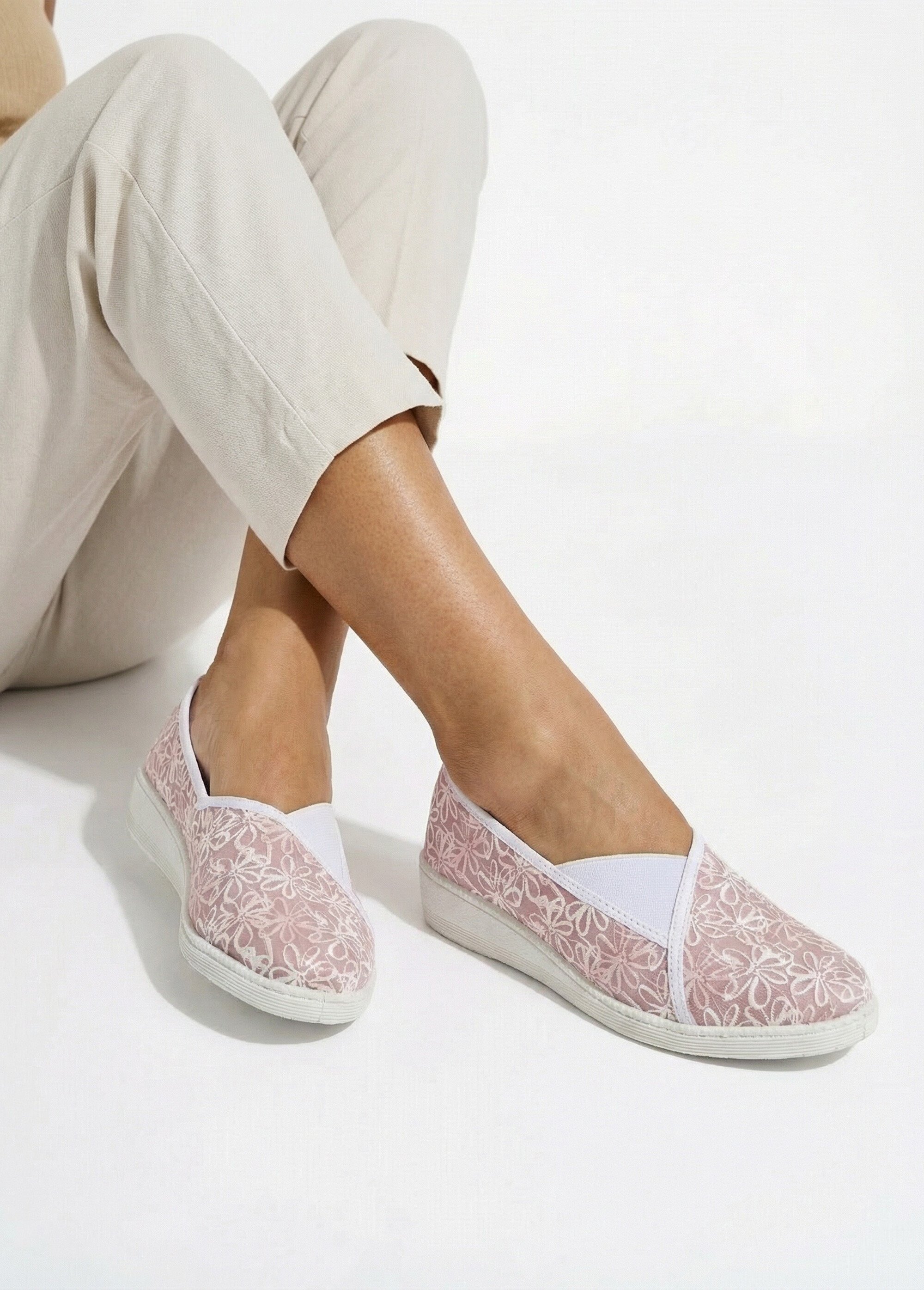 Chaussons ballerines élastiquée imprimées Femme Rose OVATION SI1