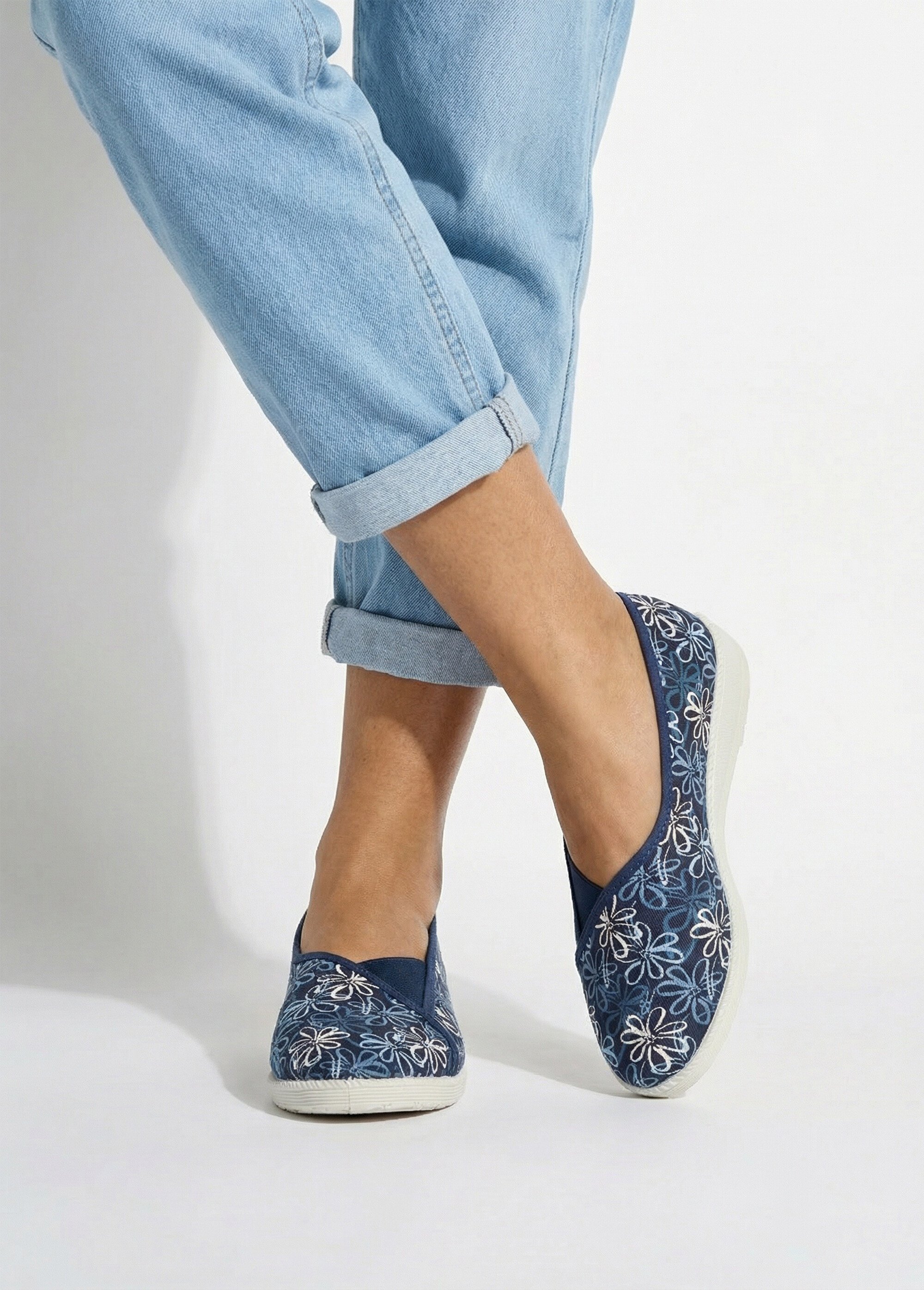 Chaussons ballerines élastiquée imprimées Femme Bleu OVATION SI1