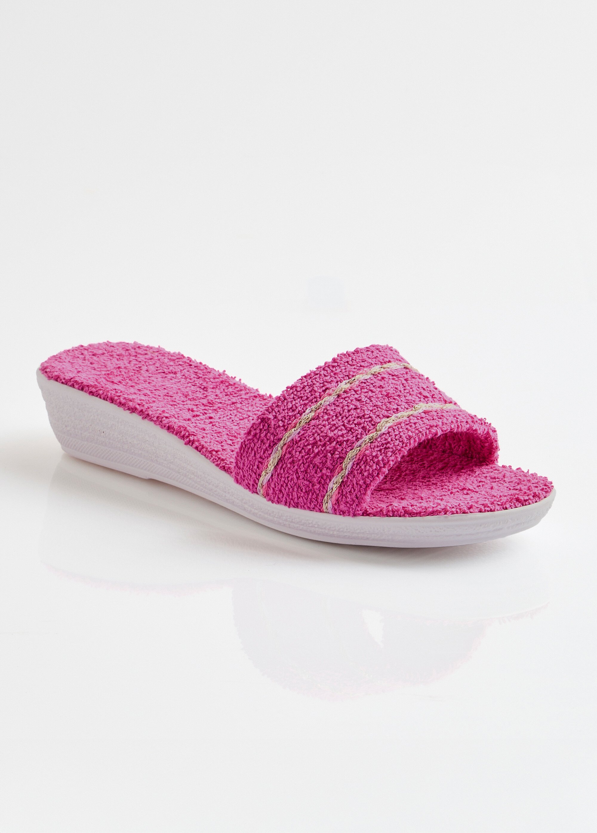 Chaussons mules compensés éponge Femme Rose OUZO FA1