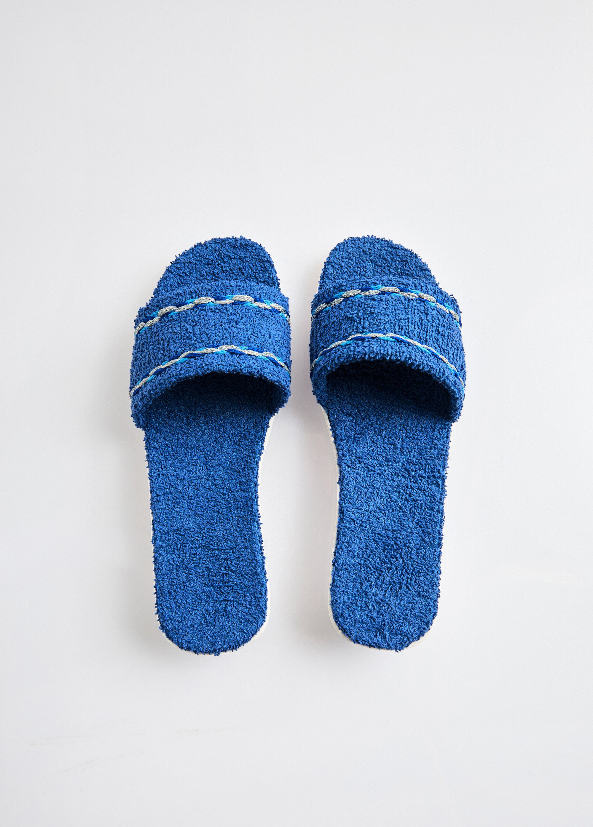 Chaussons mules compensés éponge Femme Bleu OUZO OV1