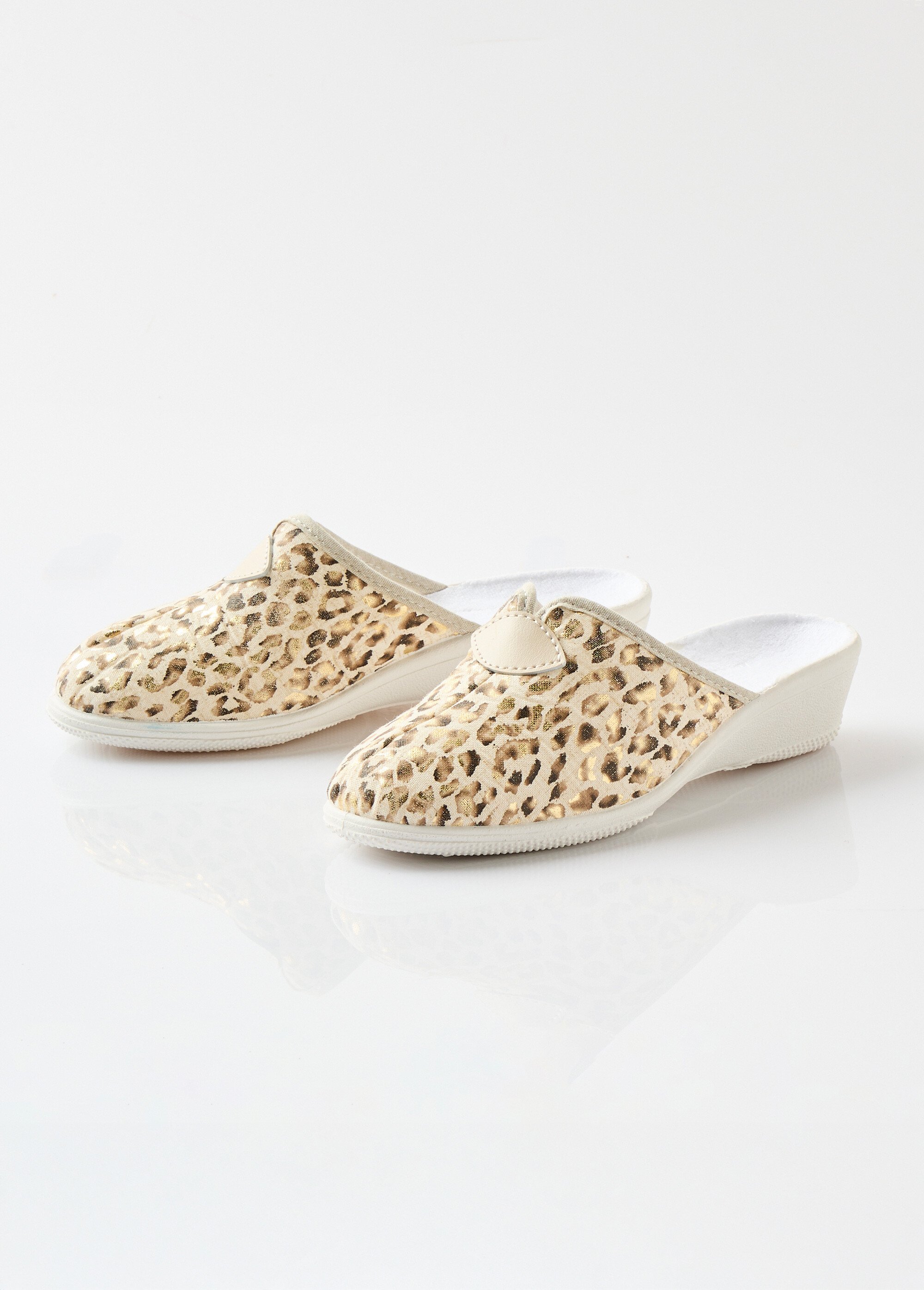 Chaussons mules sabot imprimé léopard