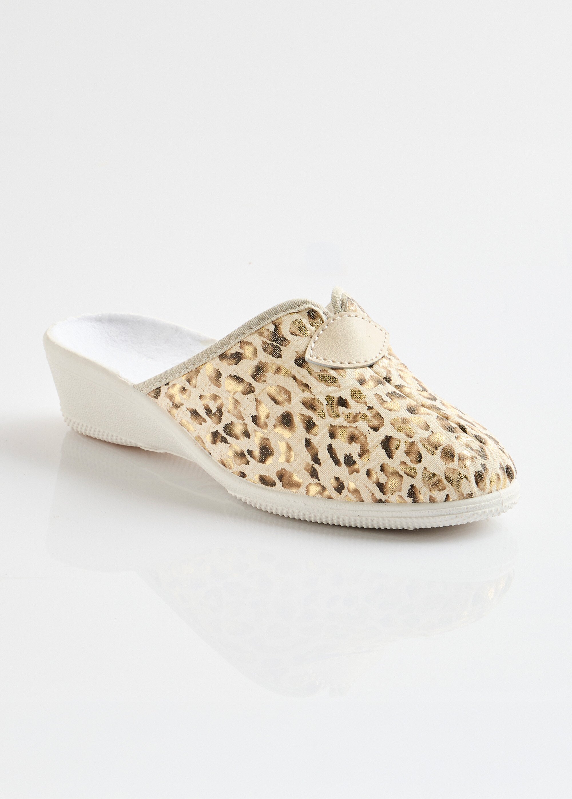 Chaussons mules sabot imprimé léopard Femme Doré OBLADI FA1