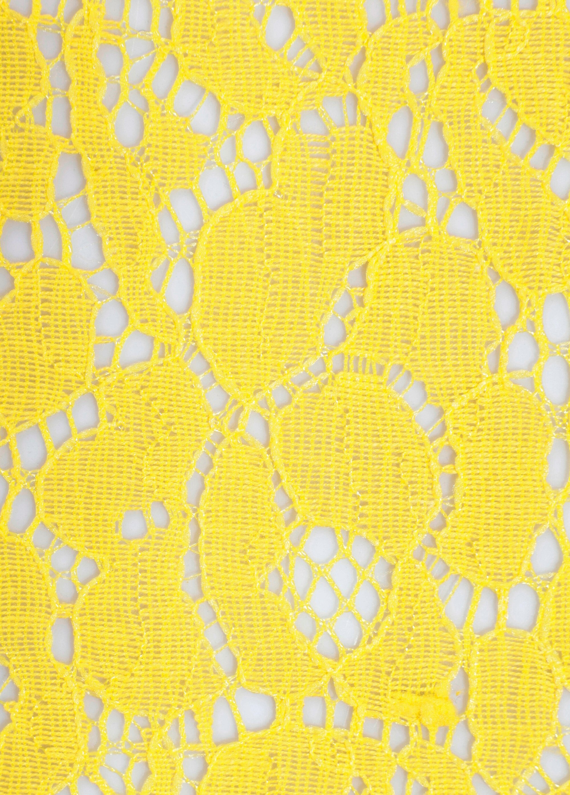 Coupon dentelle fleurie type Leavers, 1J JAUNE COT146508 DE2