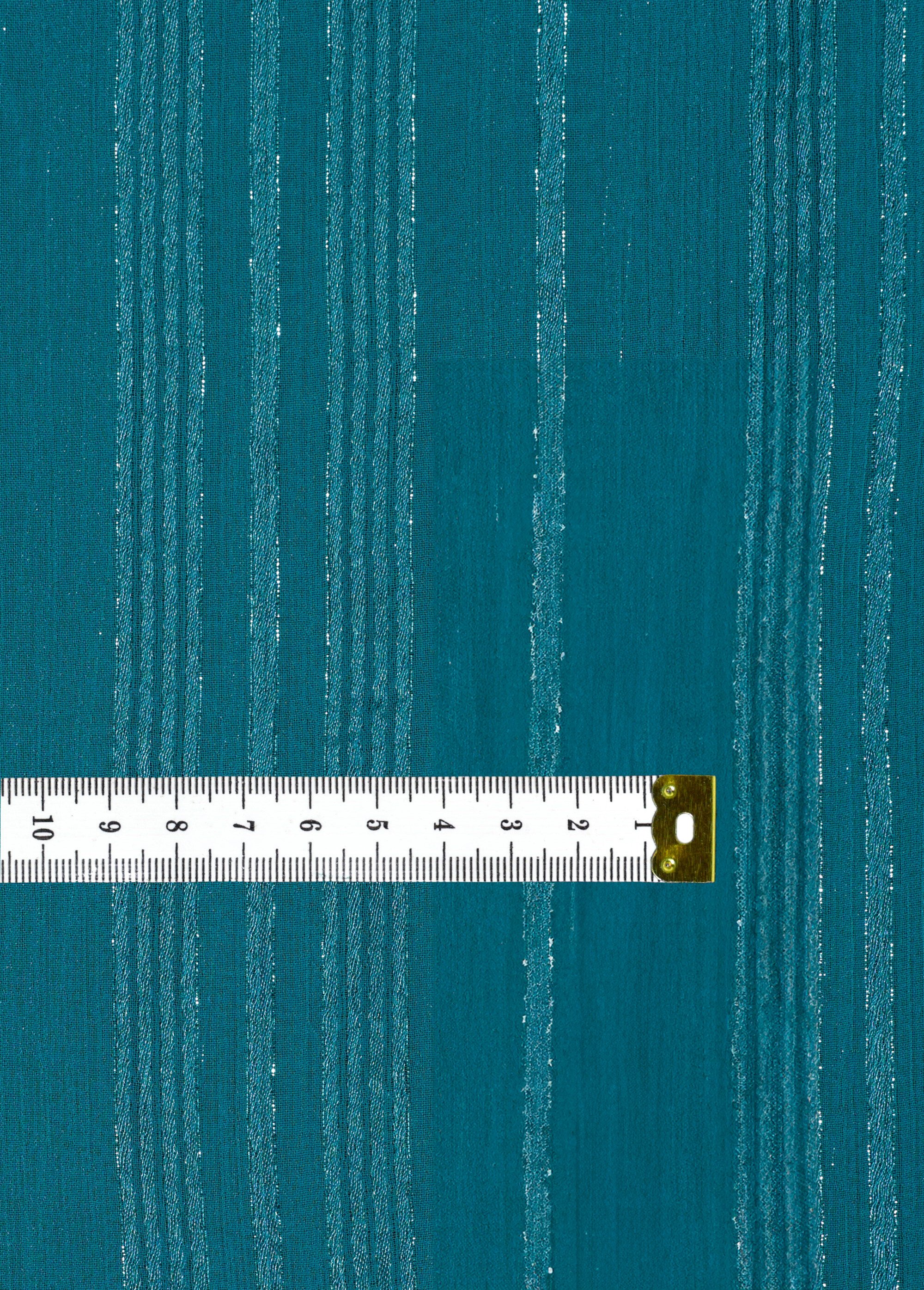 Coupon tissu voile métallisé, Aqua