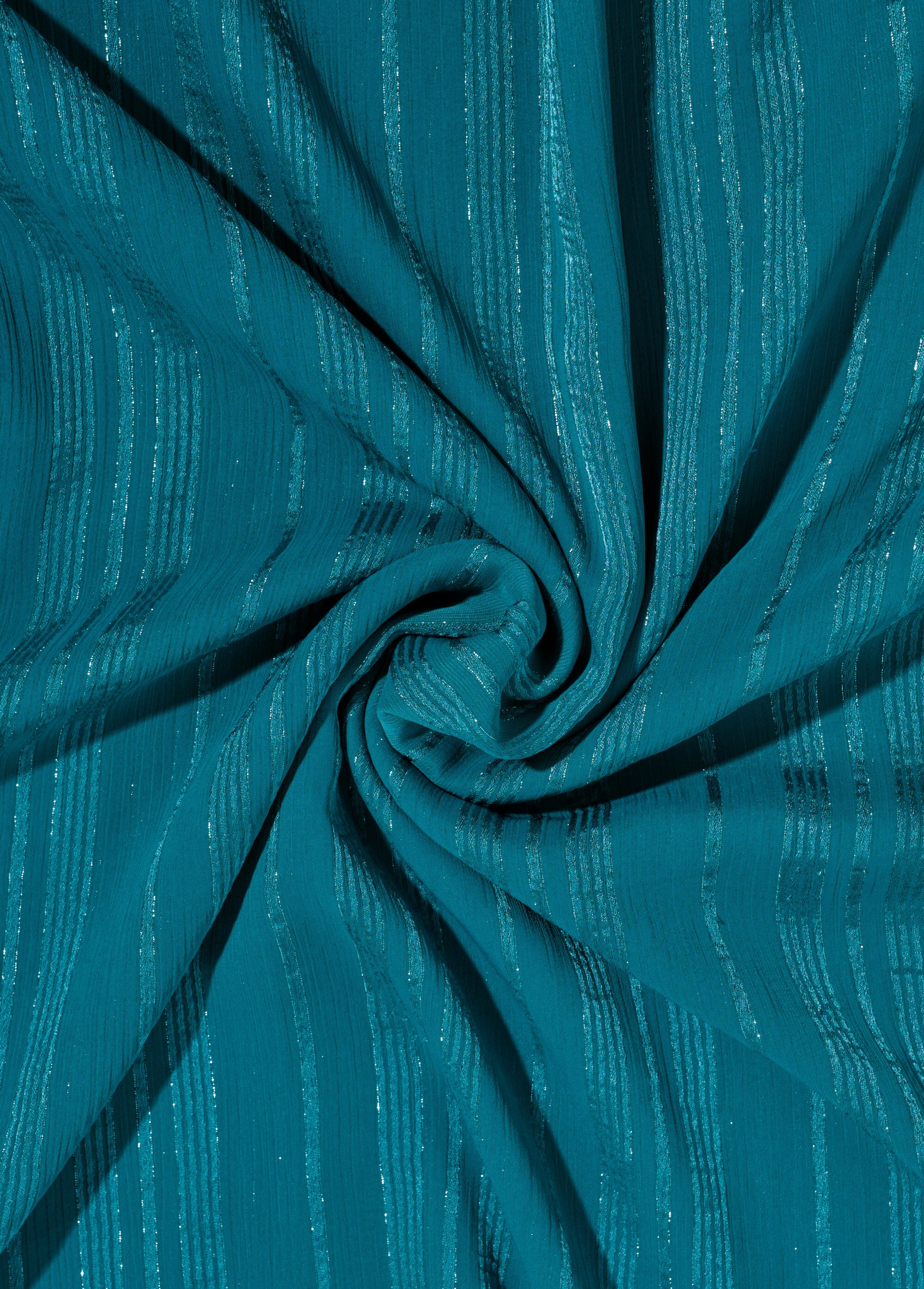 Coupon tissu voile métallisé, Aqua