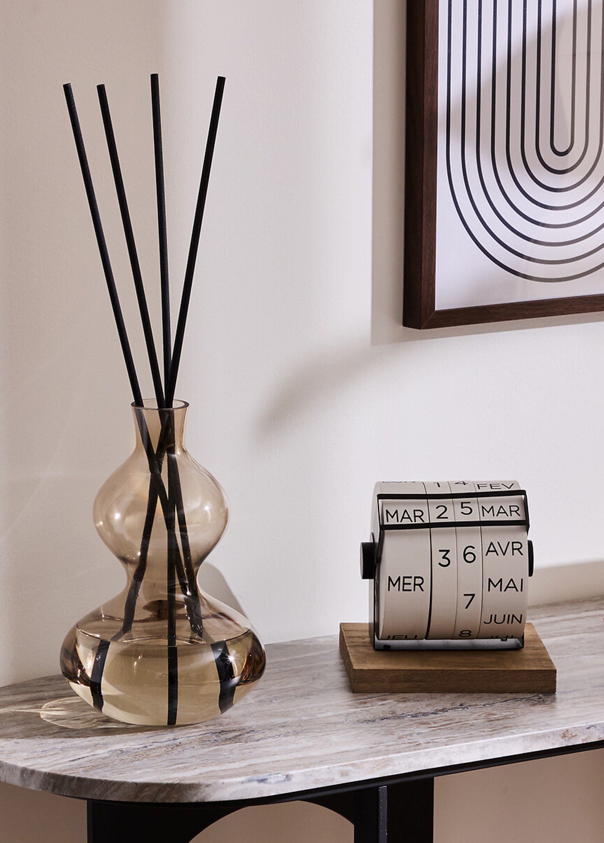 Diffuseur verre coloré + batonnets bois Blanc JJA-211721 SI1