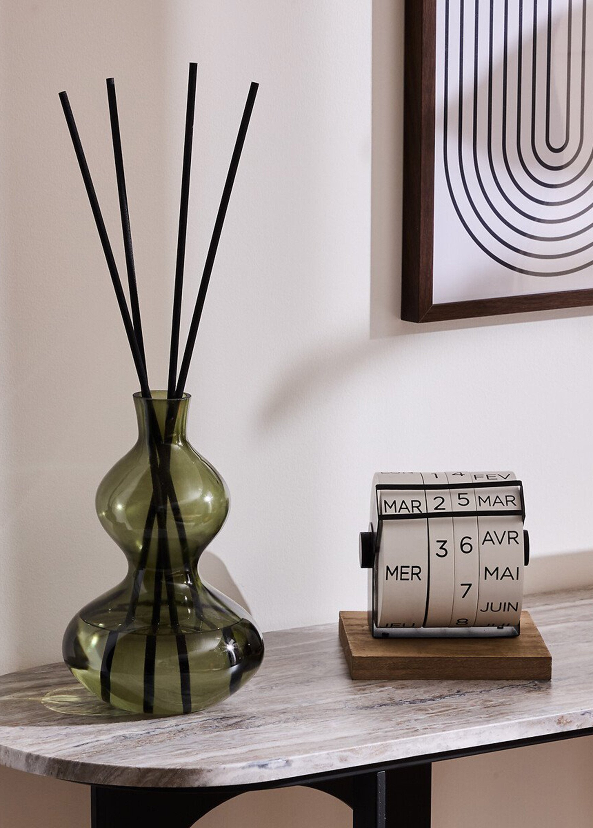 Diffuseur verre coloré + batonnets bois Vert JJA-211721 SI1