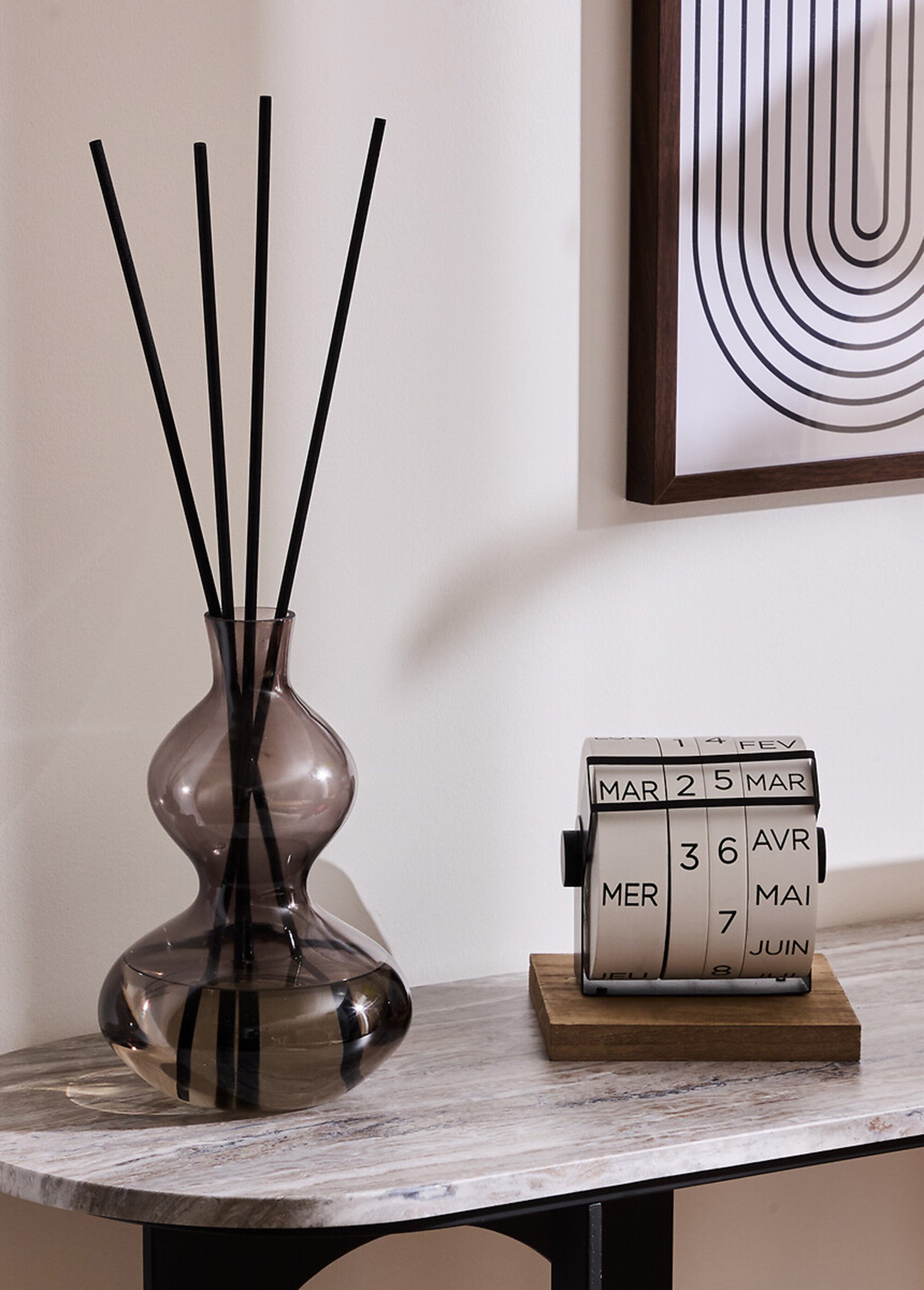 Diffuseur verre coloré + batonnets bois Blanc JJA-211721 SI1