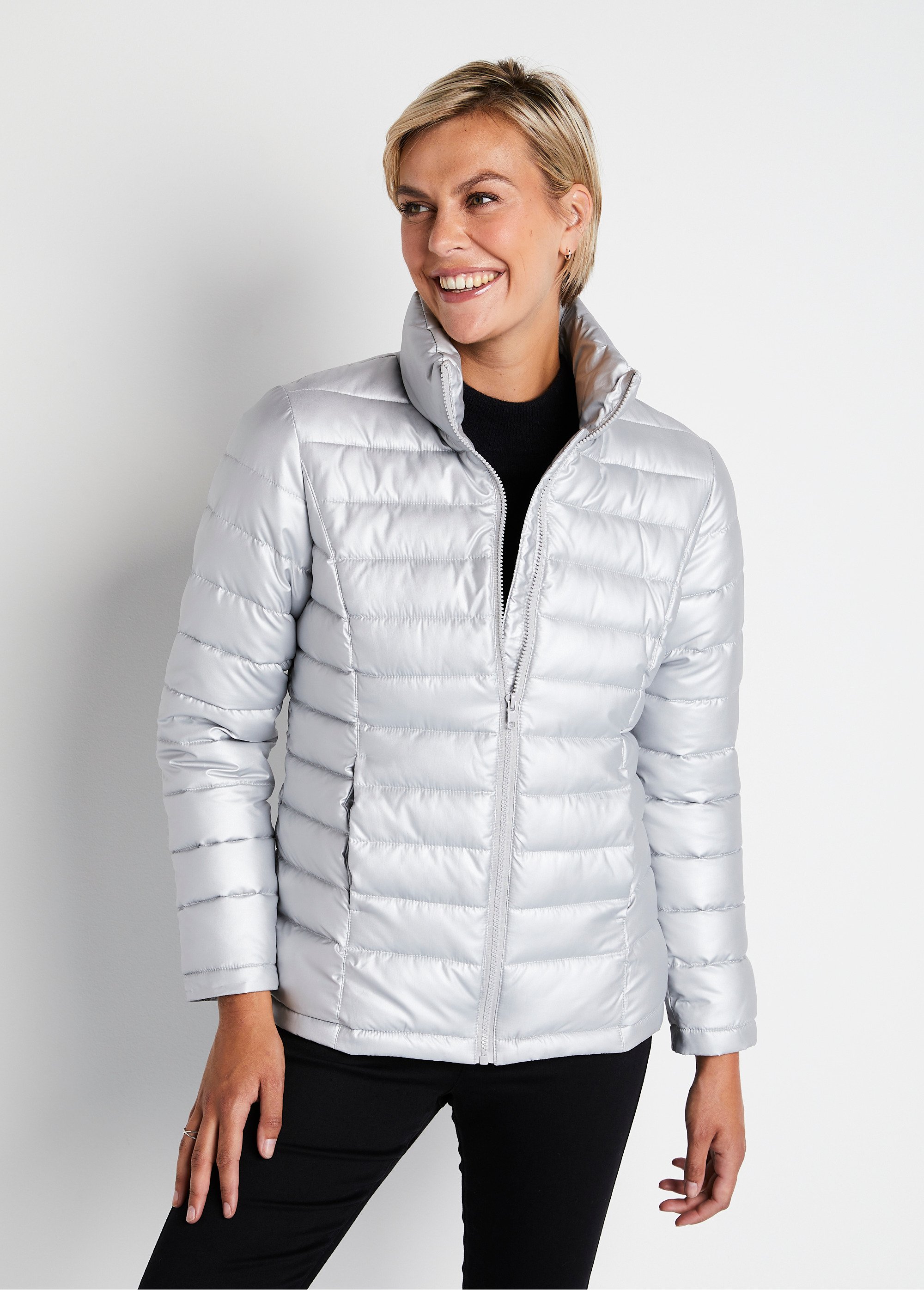 Doudoune courte zippée manches longues