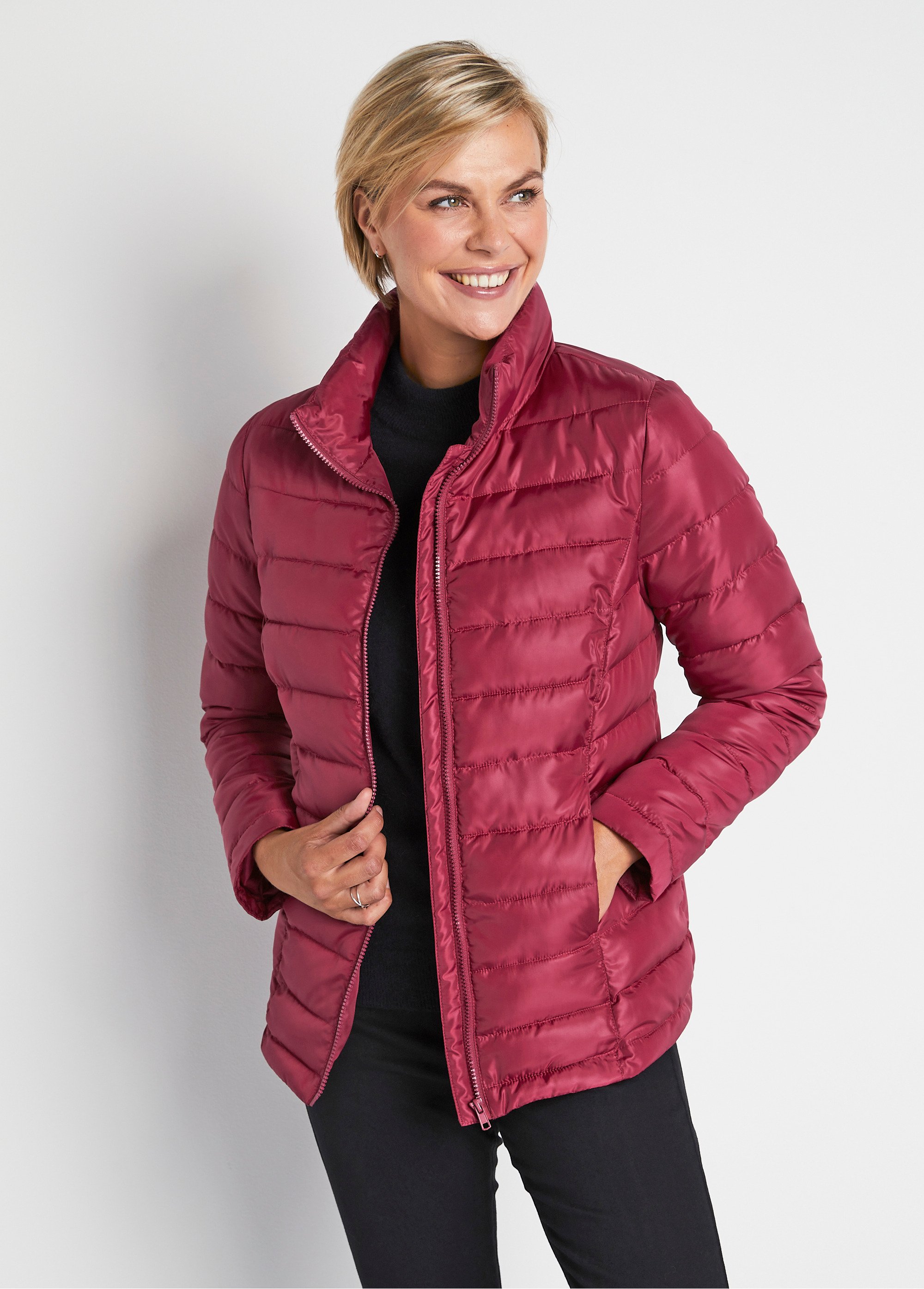 Doudoune courte zippée manches longues Femme Violet TAMERA FA2
