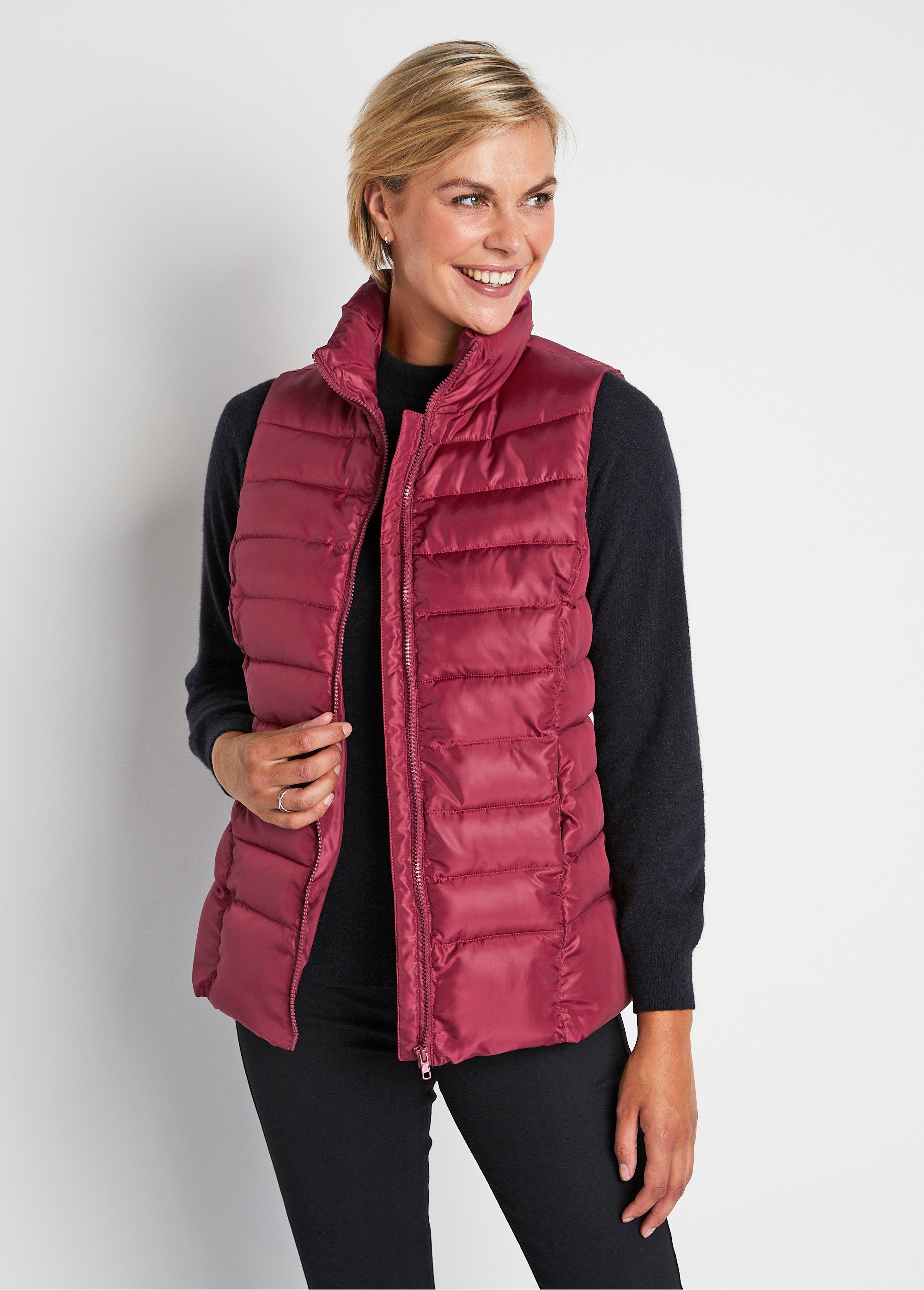Doudoune courte zippée sans manches Femme Violet TIRADE FA2