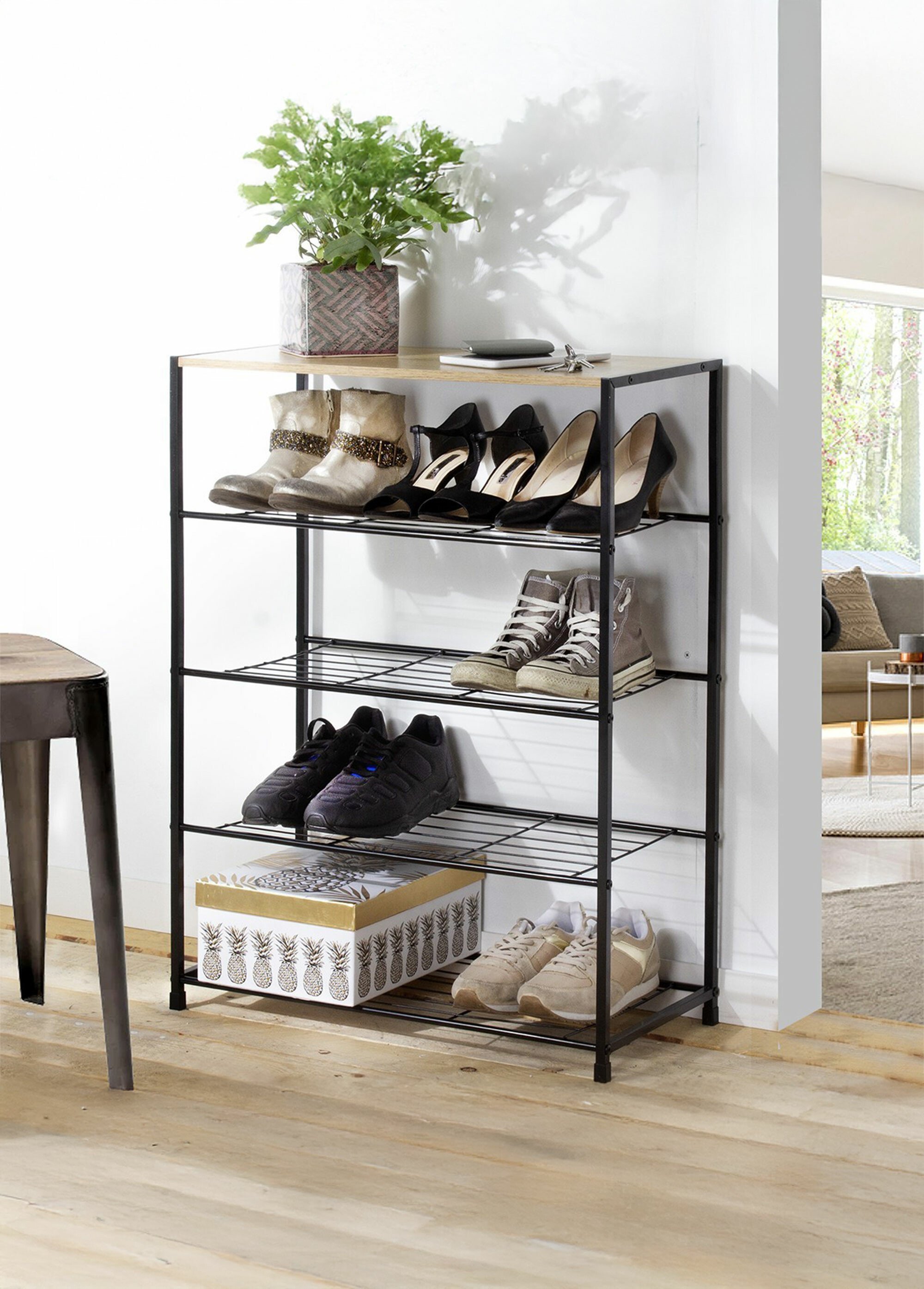 Etagère à chaussures 4 niveaux métal MARRON CAL-11941133 SI1