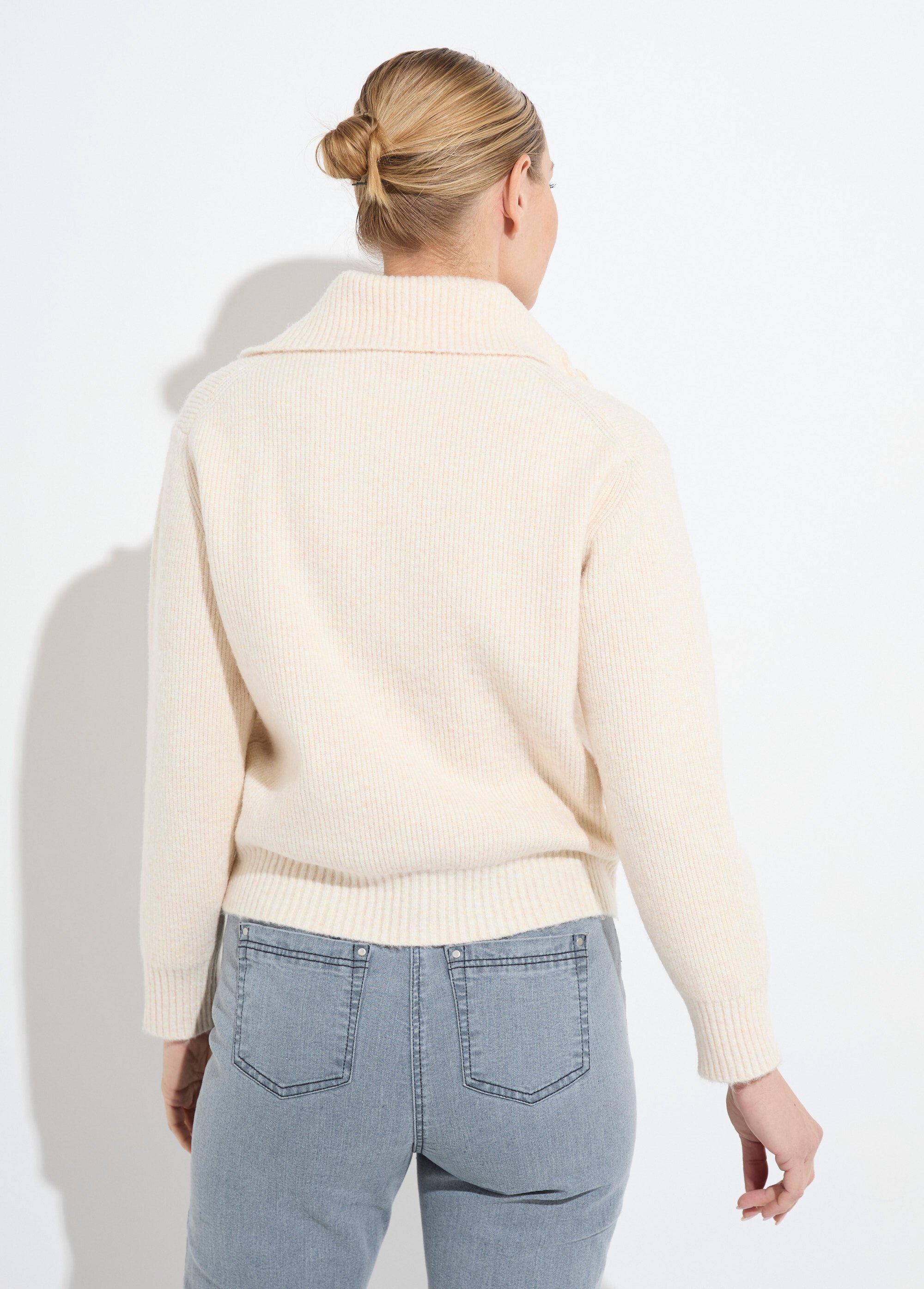 Gilet boutonné chaud côtelé avec laine et fibres recyclées Femme Beige PALMA DO1