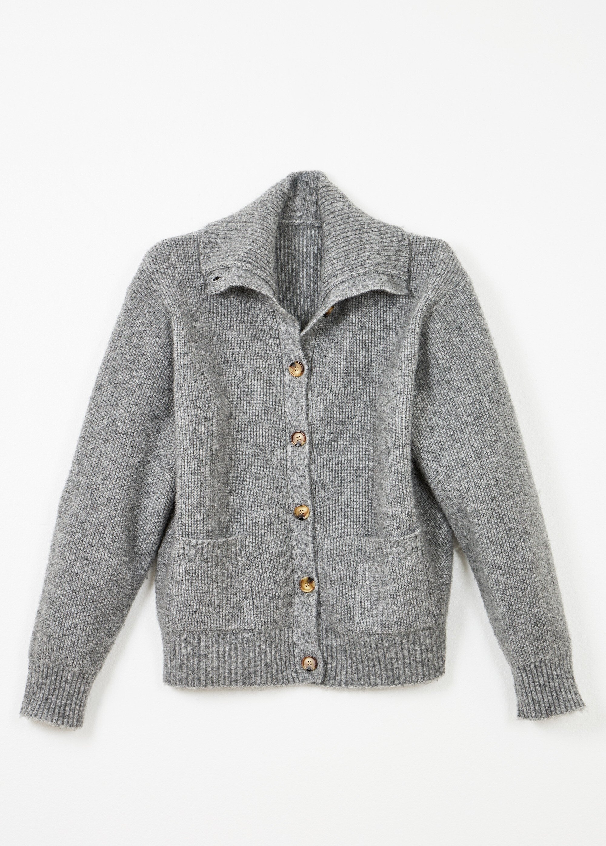Gilet boutonné chaud côtelé avec laine et fibres recyclées Femme Gris PALMA AP1