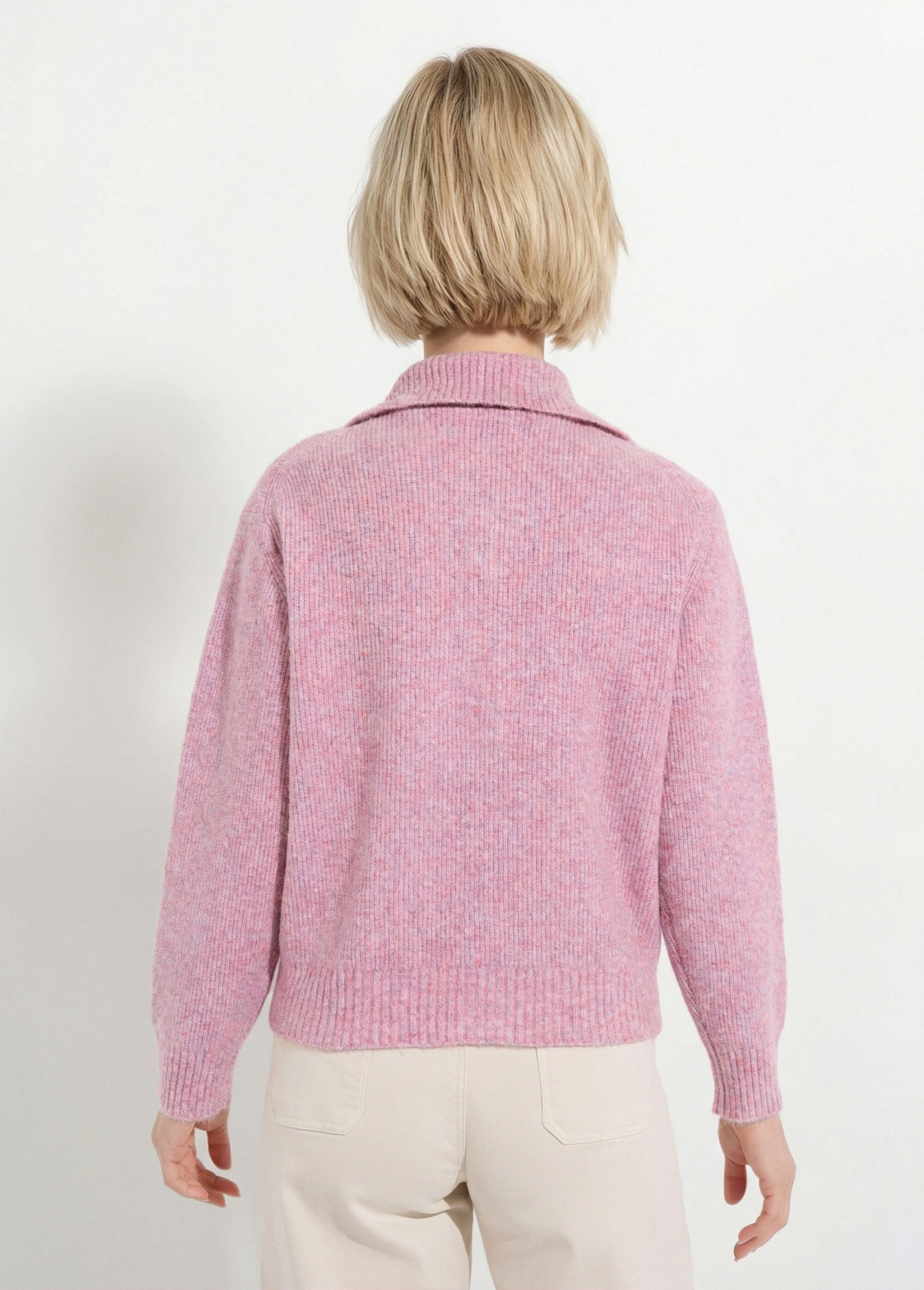 Gilet boutonné chaud côtelé avec laine et fibres recyclées