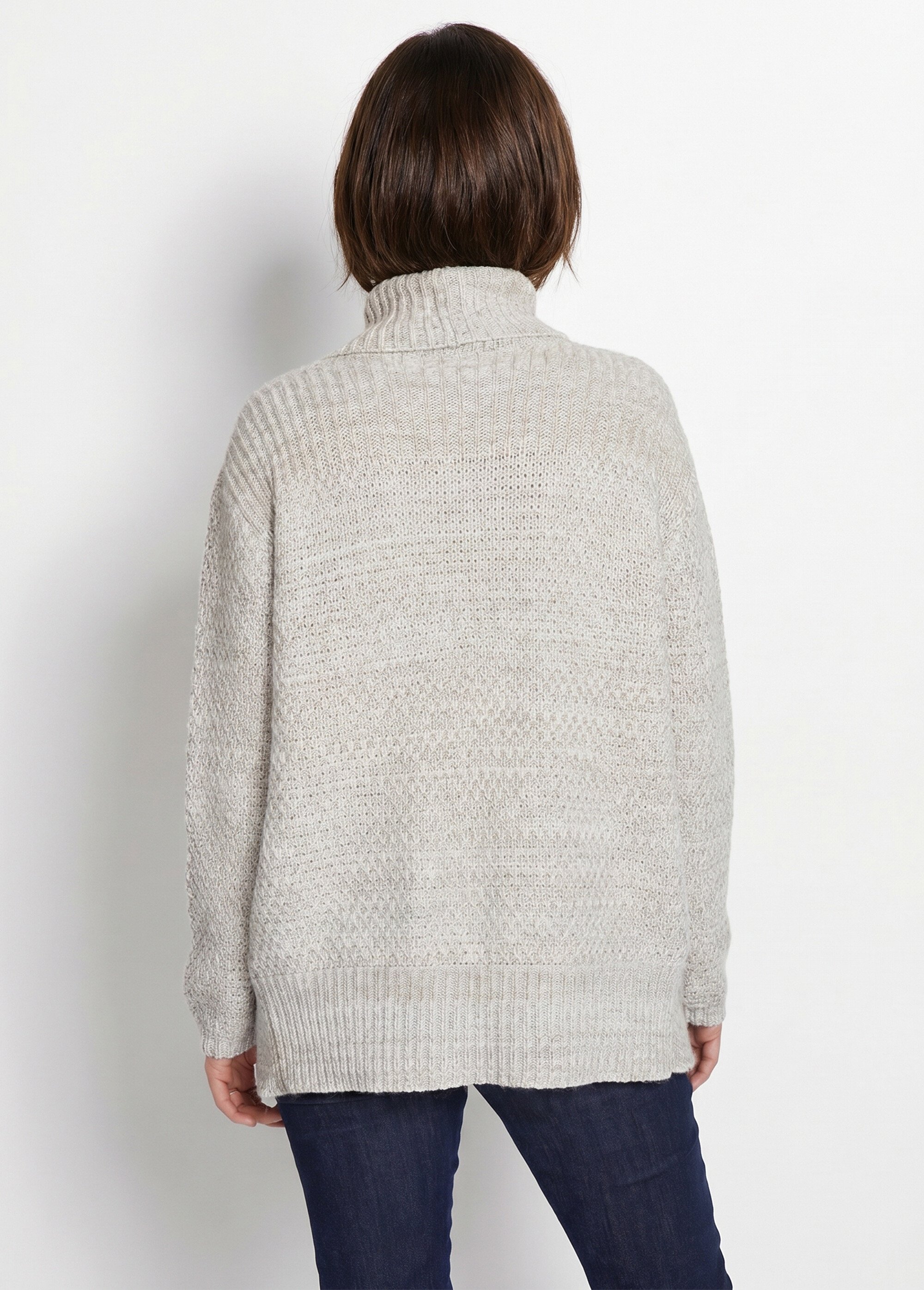 Gilet long bord à bord maille fantaisie Femme Beige PLAISIA DO1