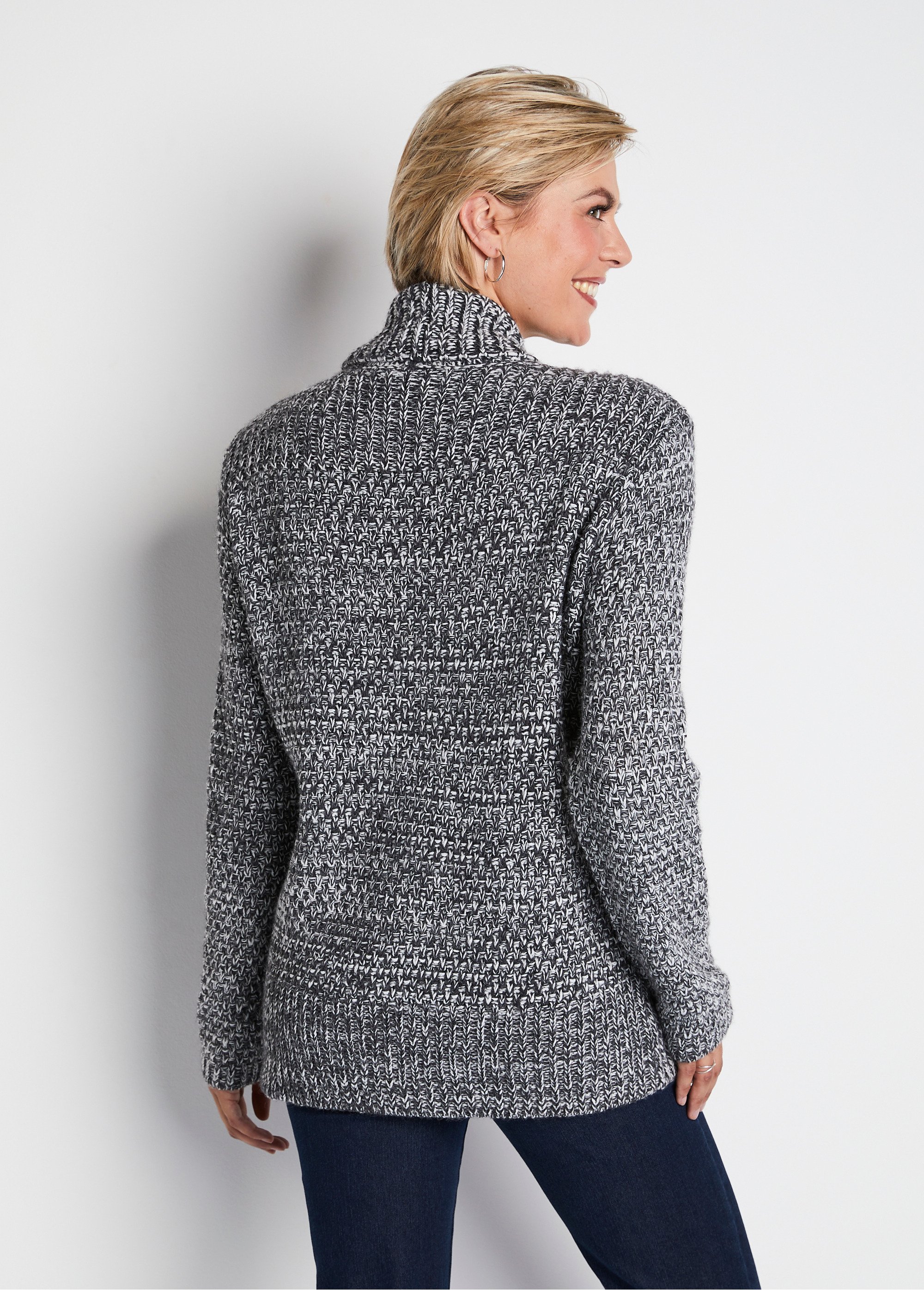 Gilet long bord à bord maille fantaisie