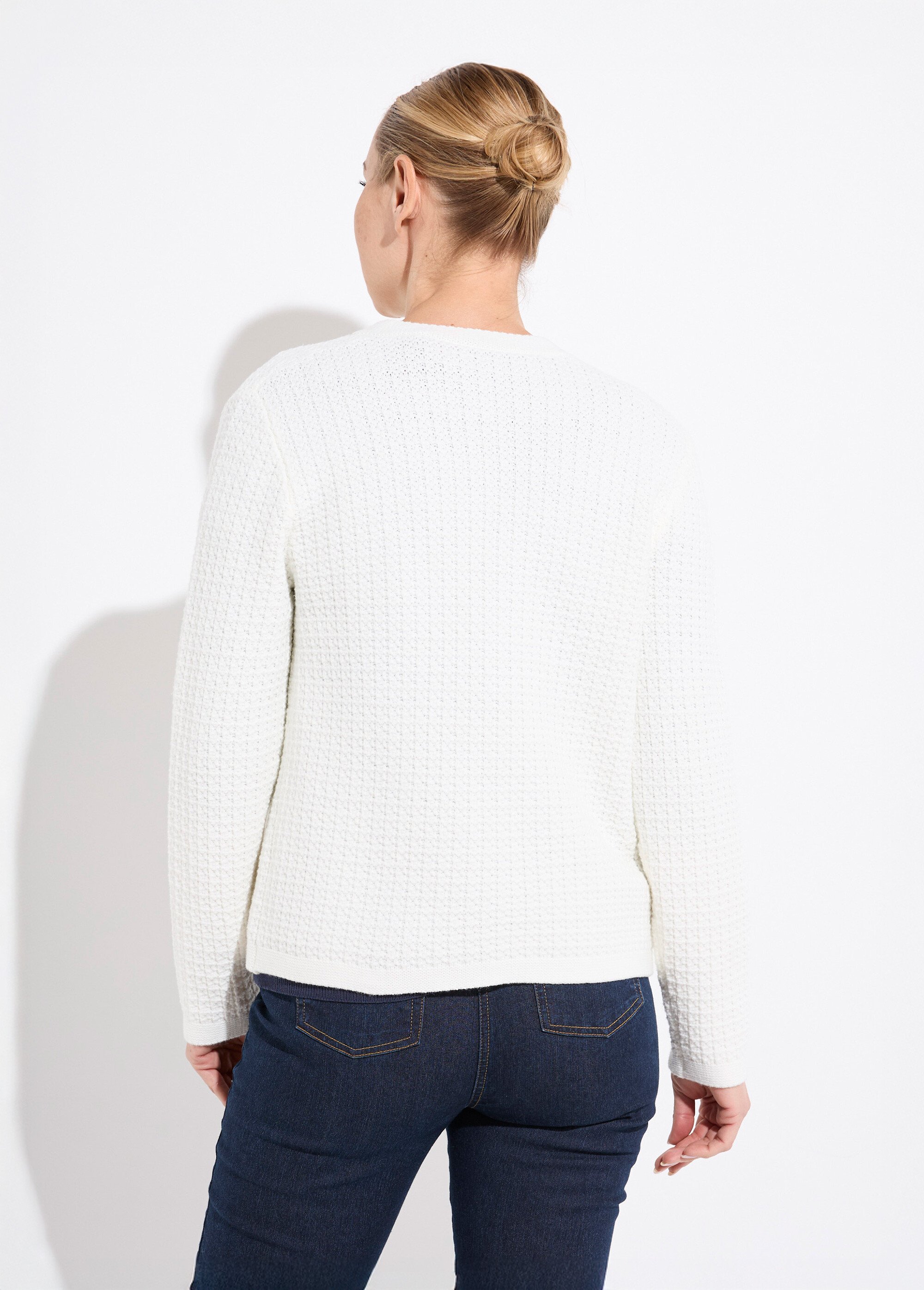 Gilet veste boutonné court maille effet tweed