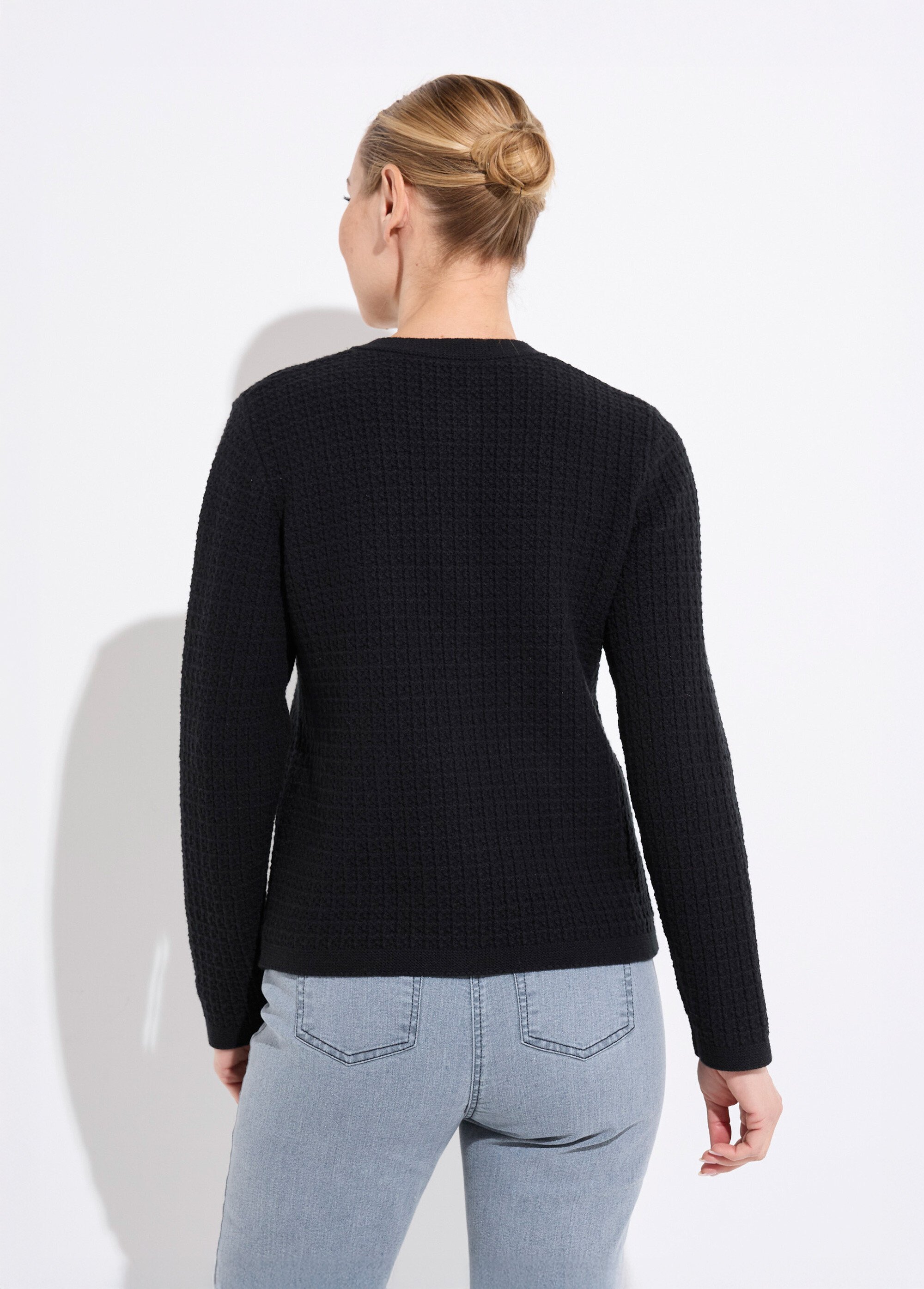 Gilet veste boutonné court maille effet tweed