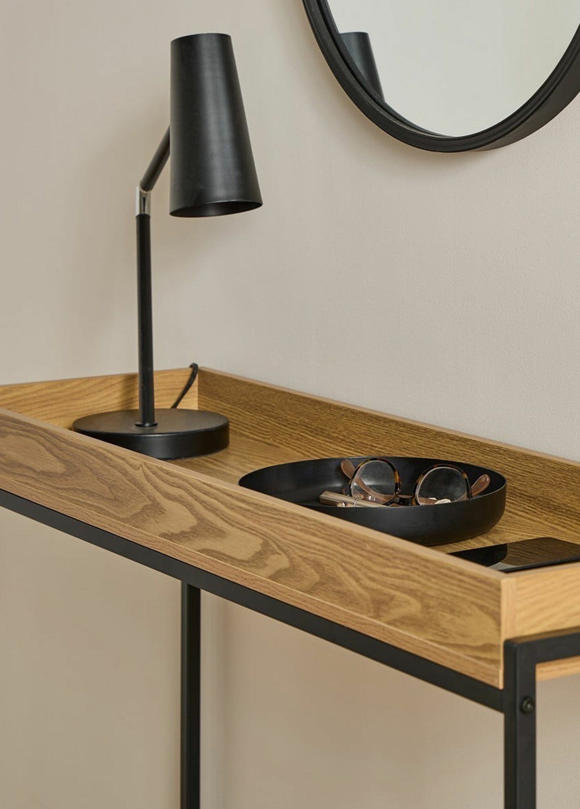 JESSIE Console avec plateau  aspect bois MARRON CAL-14886133 DE2