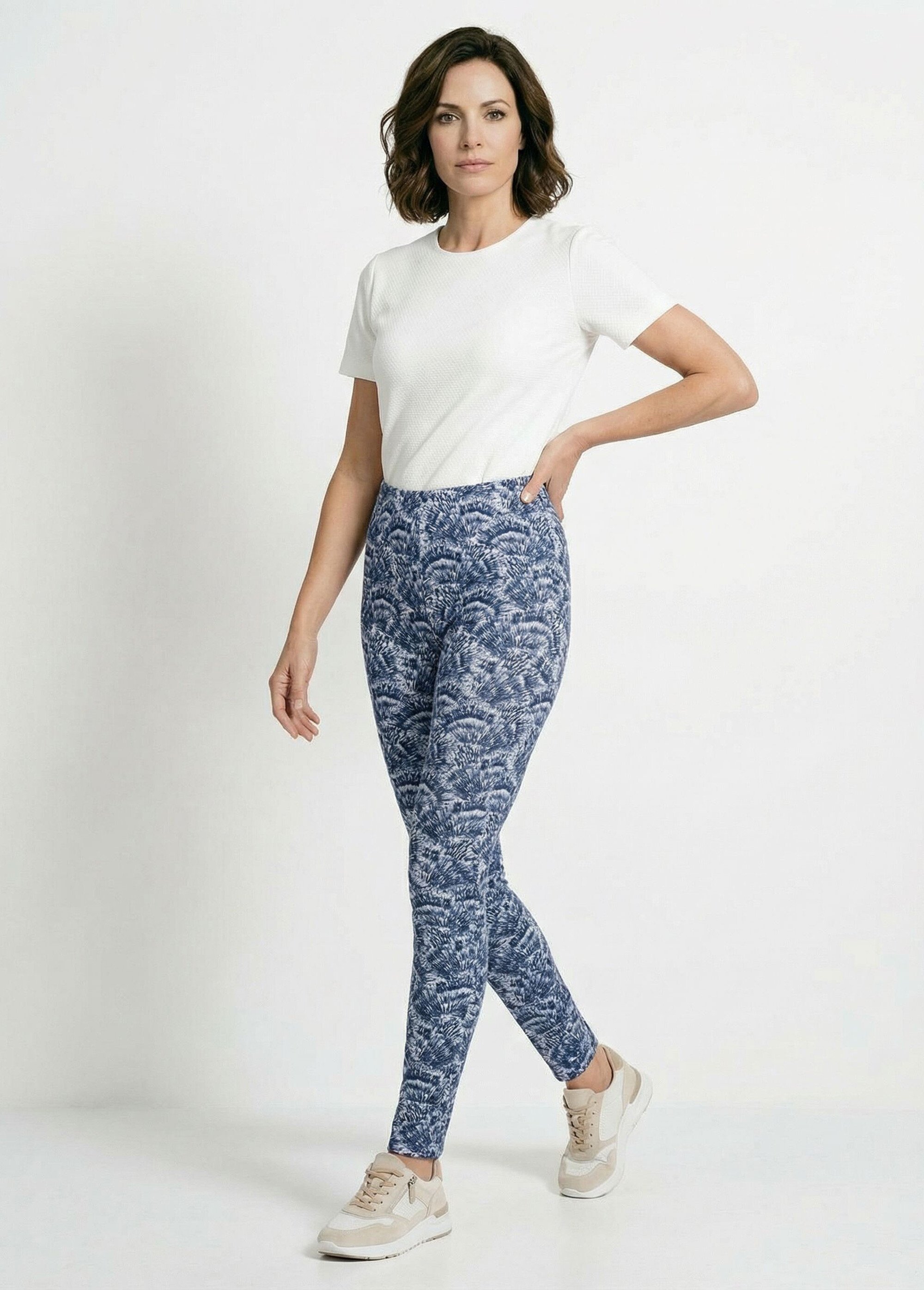 Legging ceinture élastiquée uni ou imprimé Femme BLEU ET CIEL NEVARA MV1