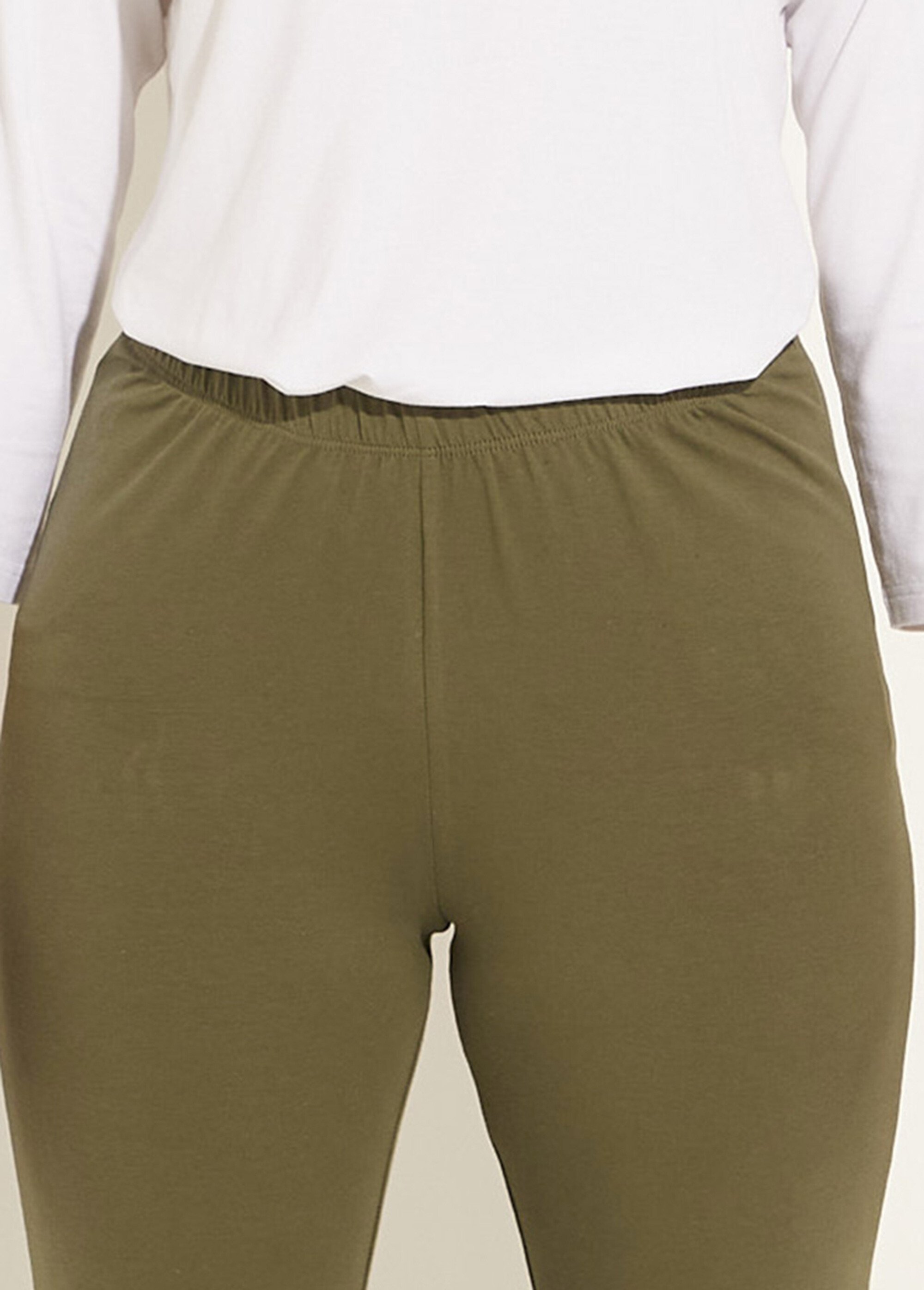 Legging ceinture élastiquée uni ou imprimé Femme Vert NEVARA DE1