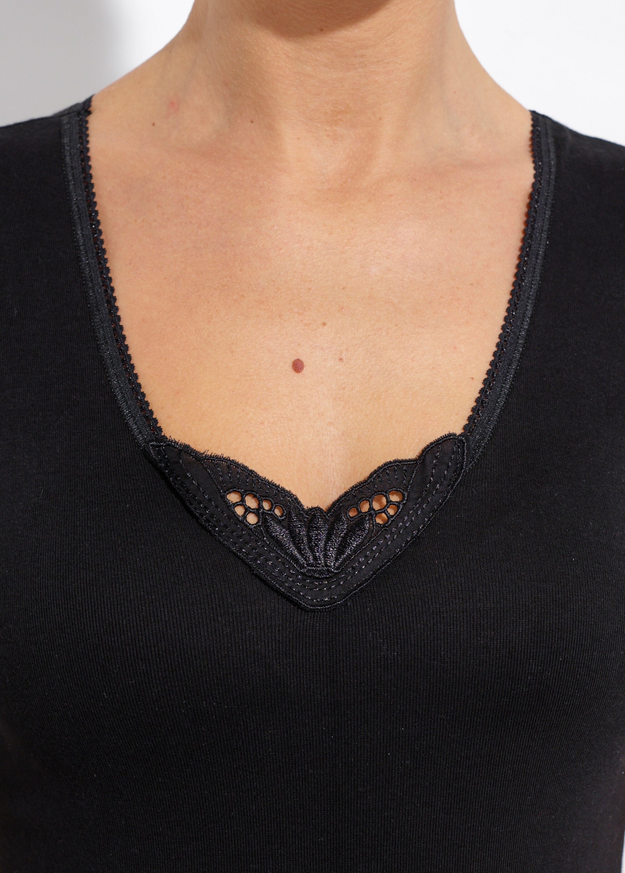 Maillot de corps manches courtes Femme Noir VERDIER DE1