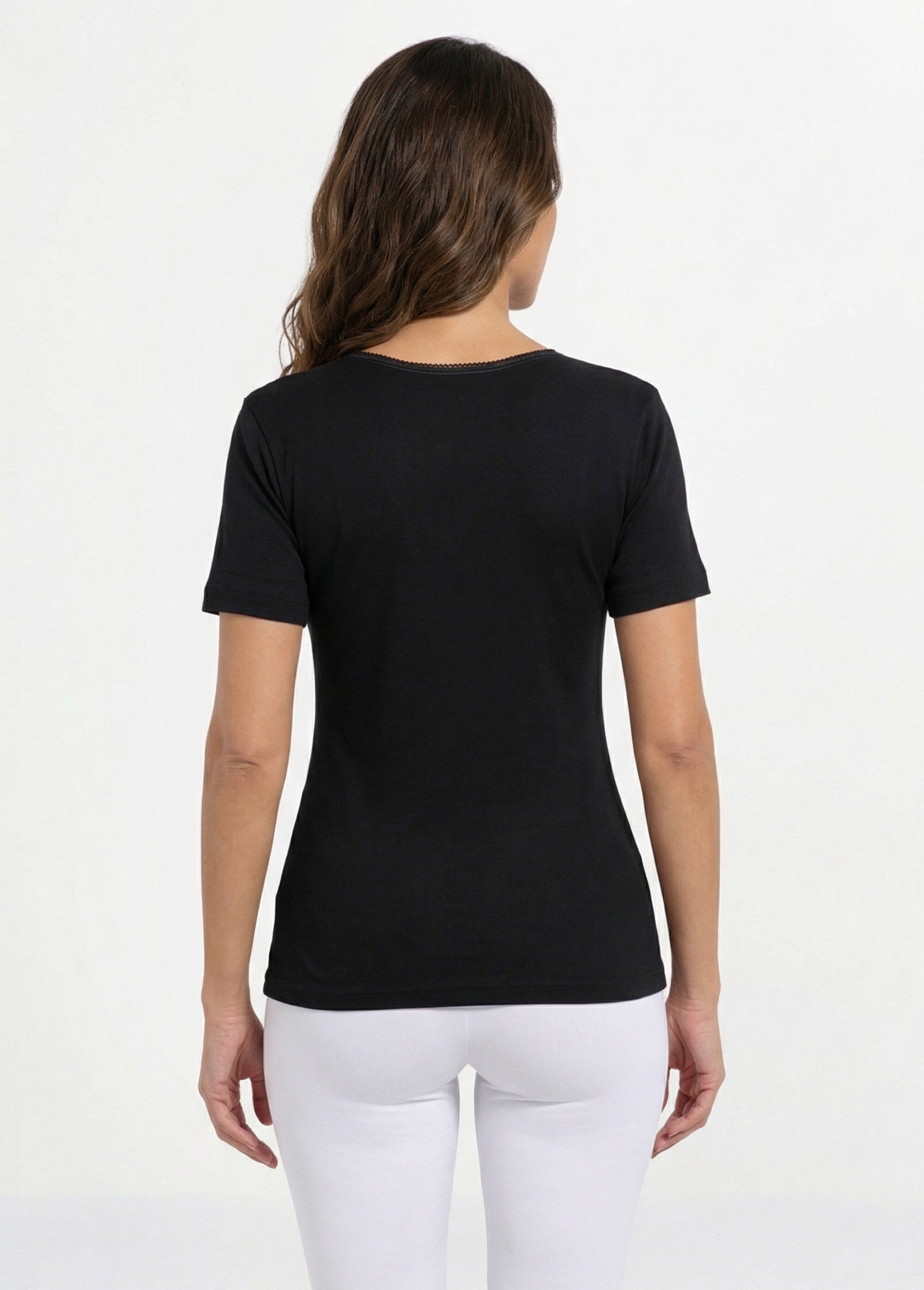 Maillot de corps manches courtes Femme Noir VERDIER DO1