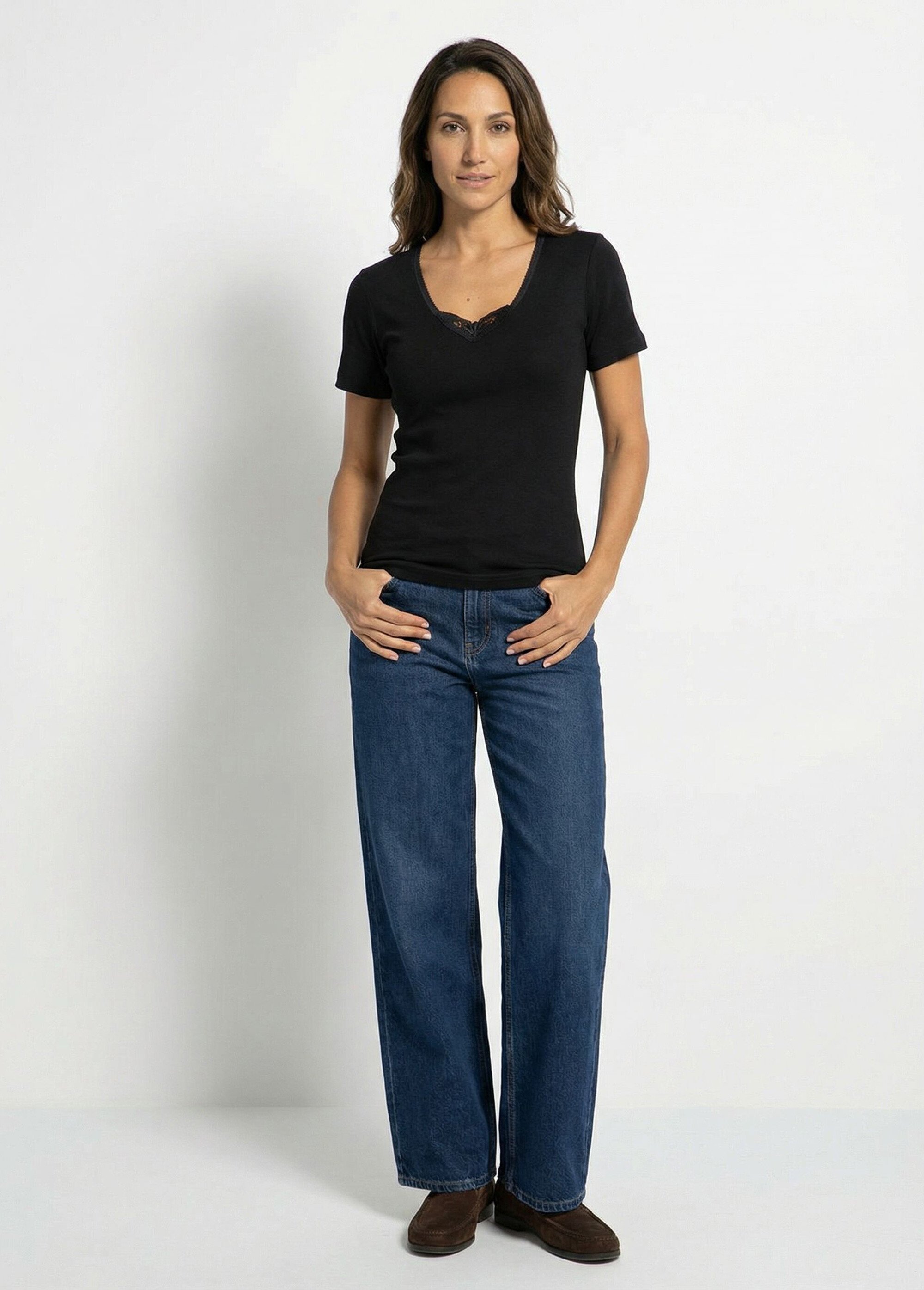 Maillot de corps manches courtes Femme Noir VERDIER SF1