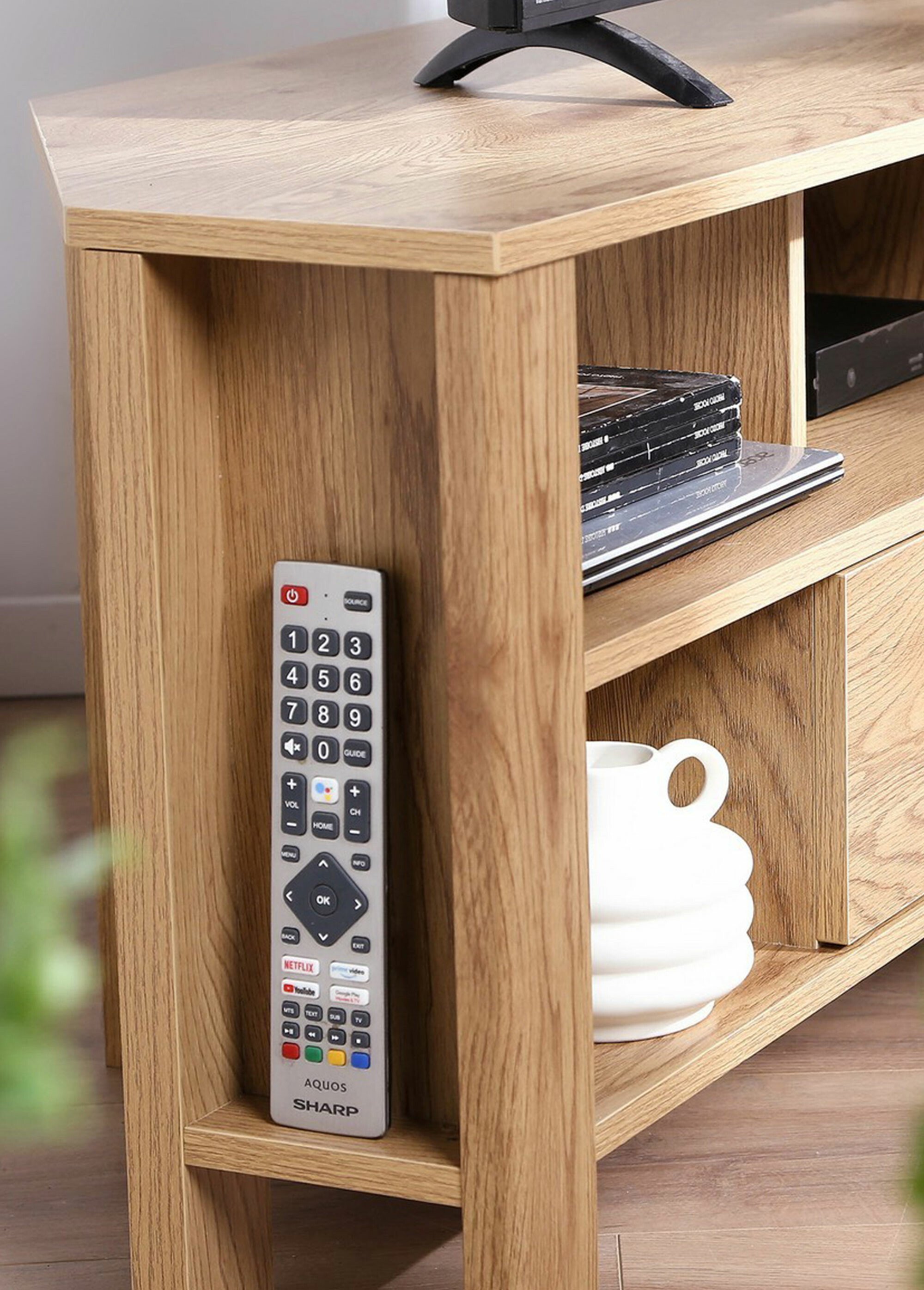 Meuble TV d'angle 1 tiroir, décor chêne MARRON CAL-13481133 DE2