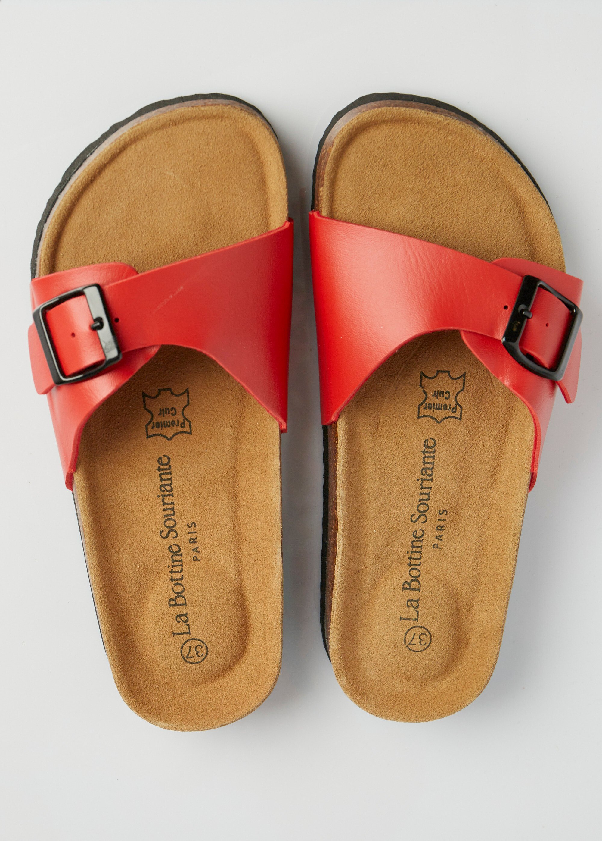 Mules avec boucle et semelle anatomique Femme Rouge LBS6212-1 OV1