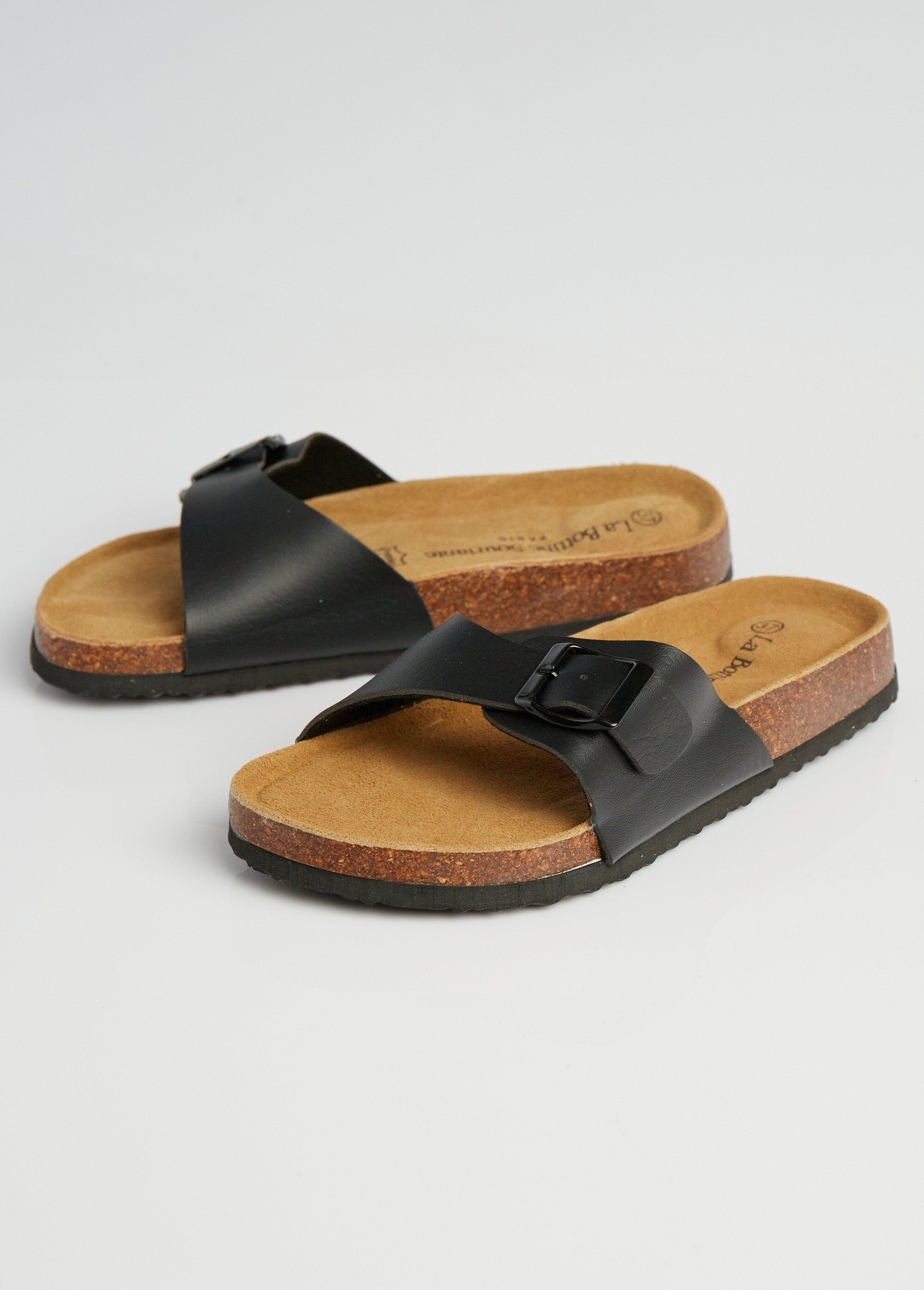 Mules avec boucle et semelle anatomique