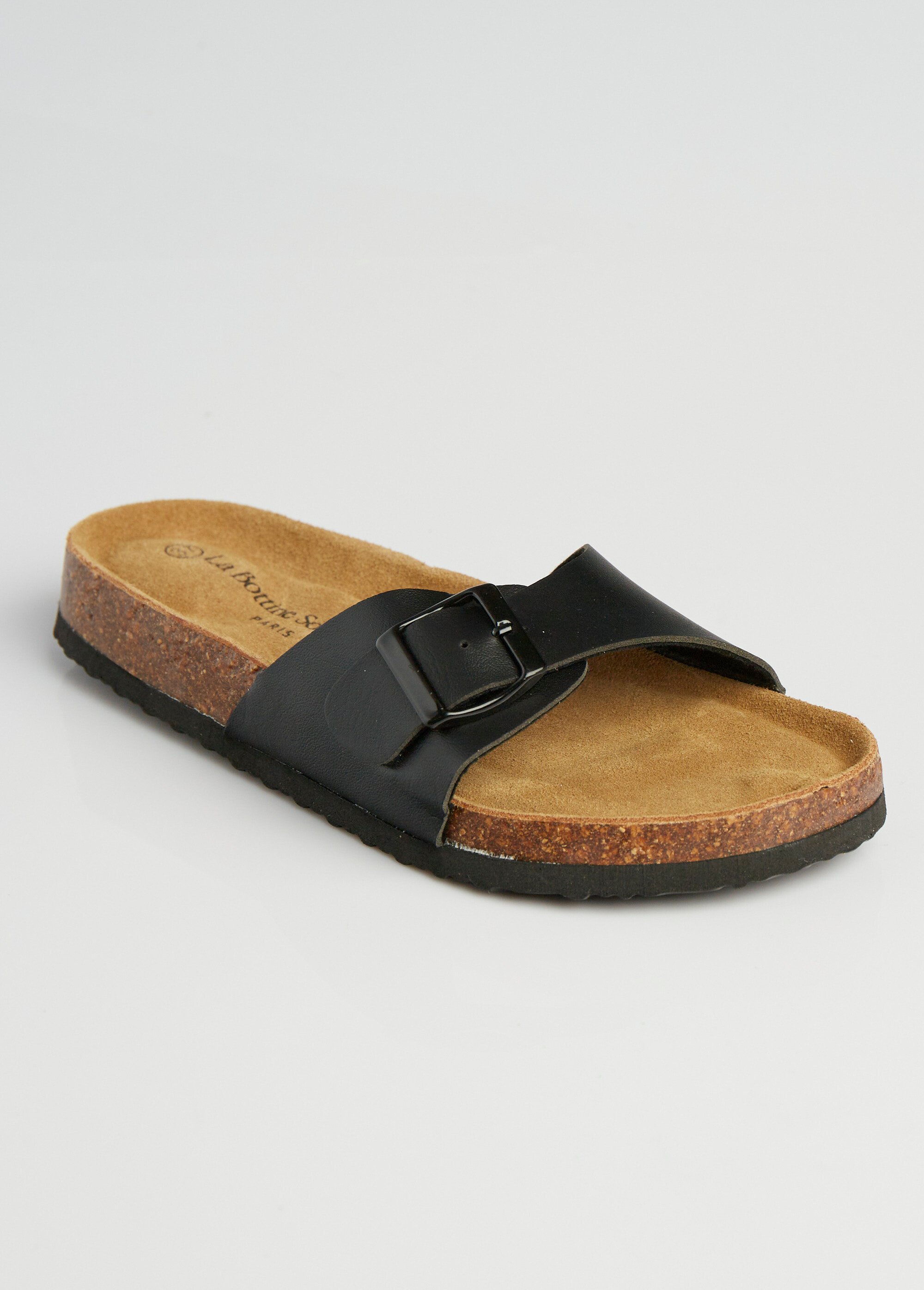 Mules avec boucle et semelle anatomique Femme Noir LBS6212-1 FA1