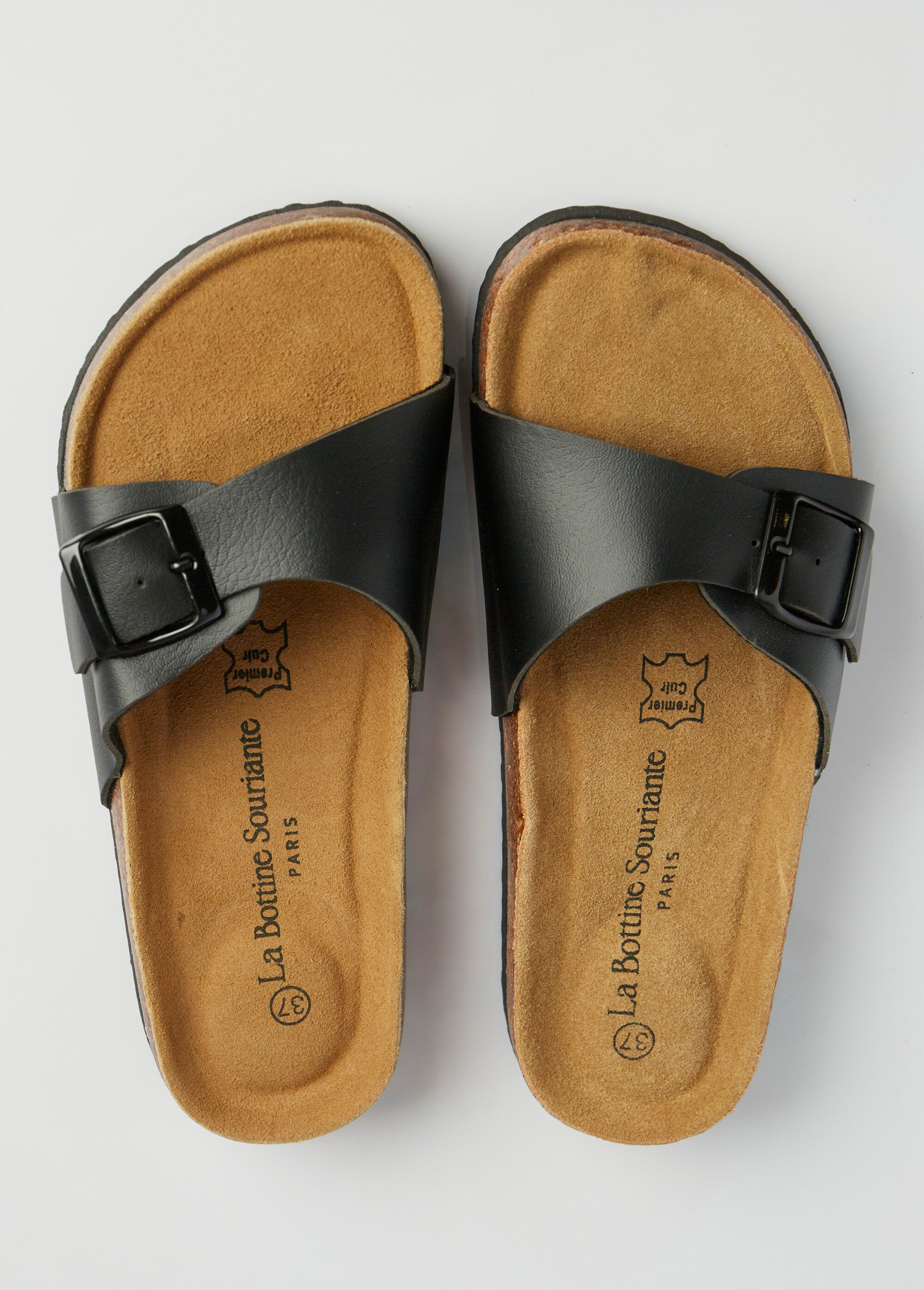 Mules avec boucle et semelle anatomique Femme Noir LBS6212-1 OV1