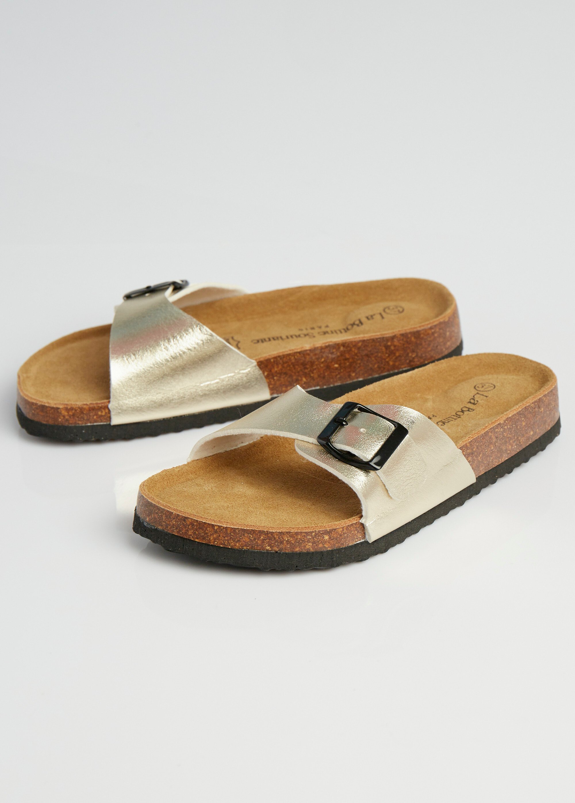 Mules avec boucle et semelle anatomique Femme Doré LBS6212-1 DE1