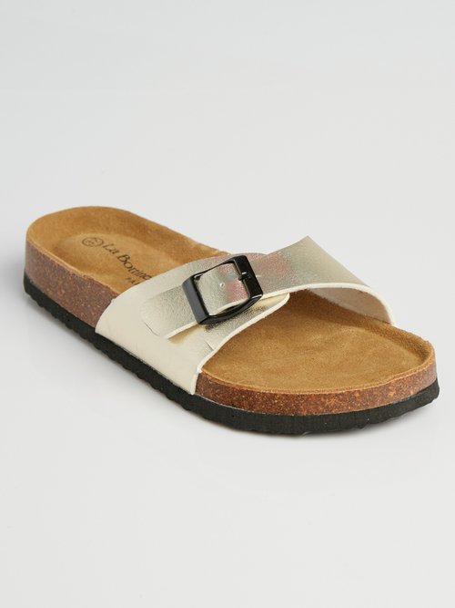 Mules avec boucle et semelle anatomique Femme Doré LBS6212-1 FA1