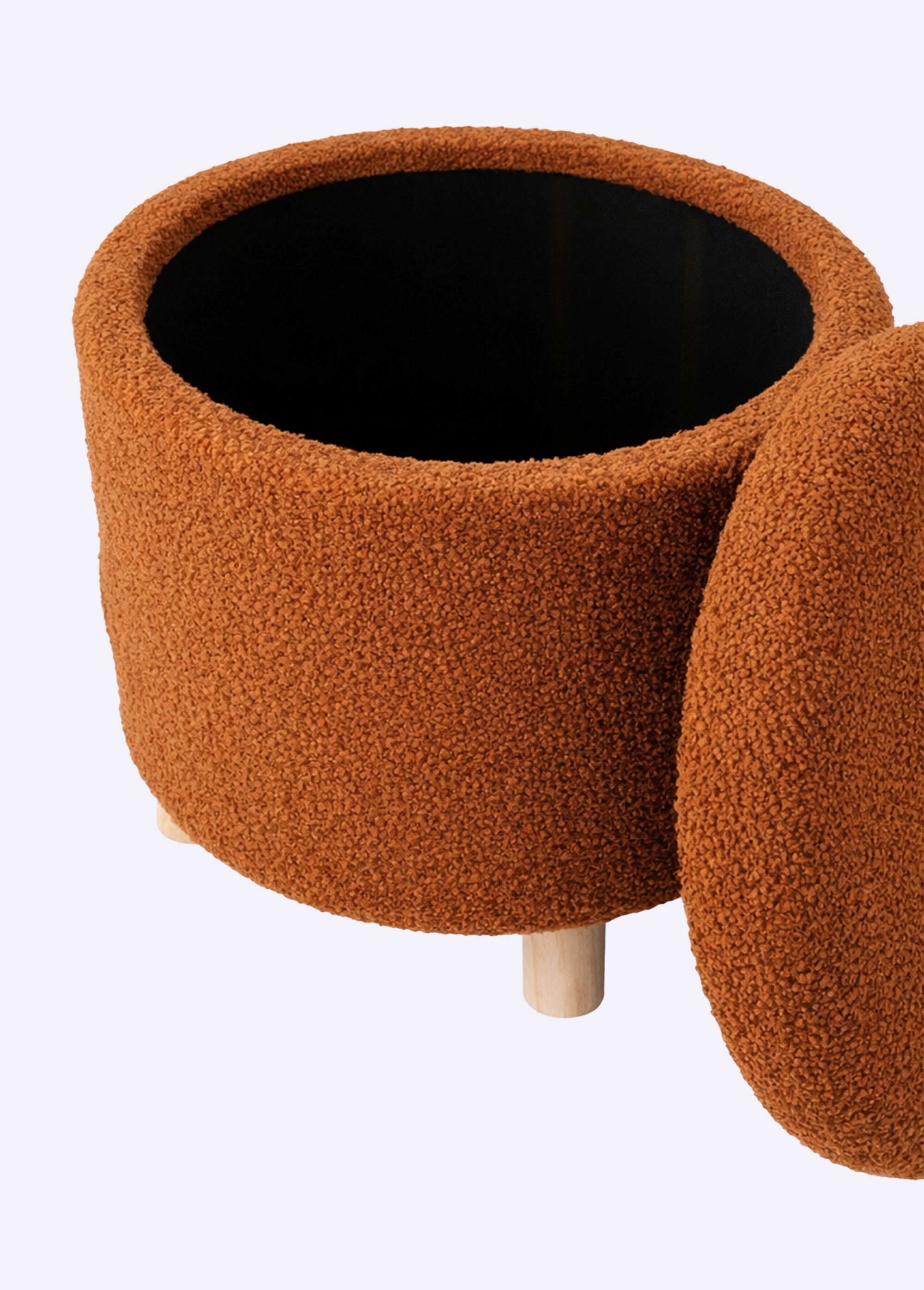 Pouf de rangement en maille bouclette